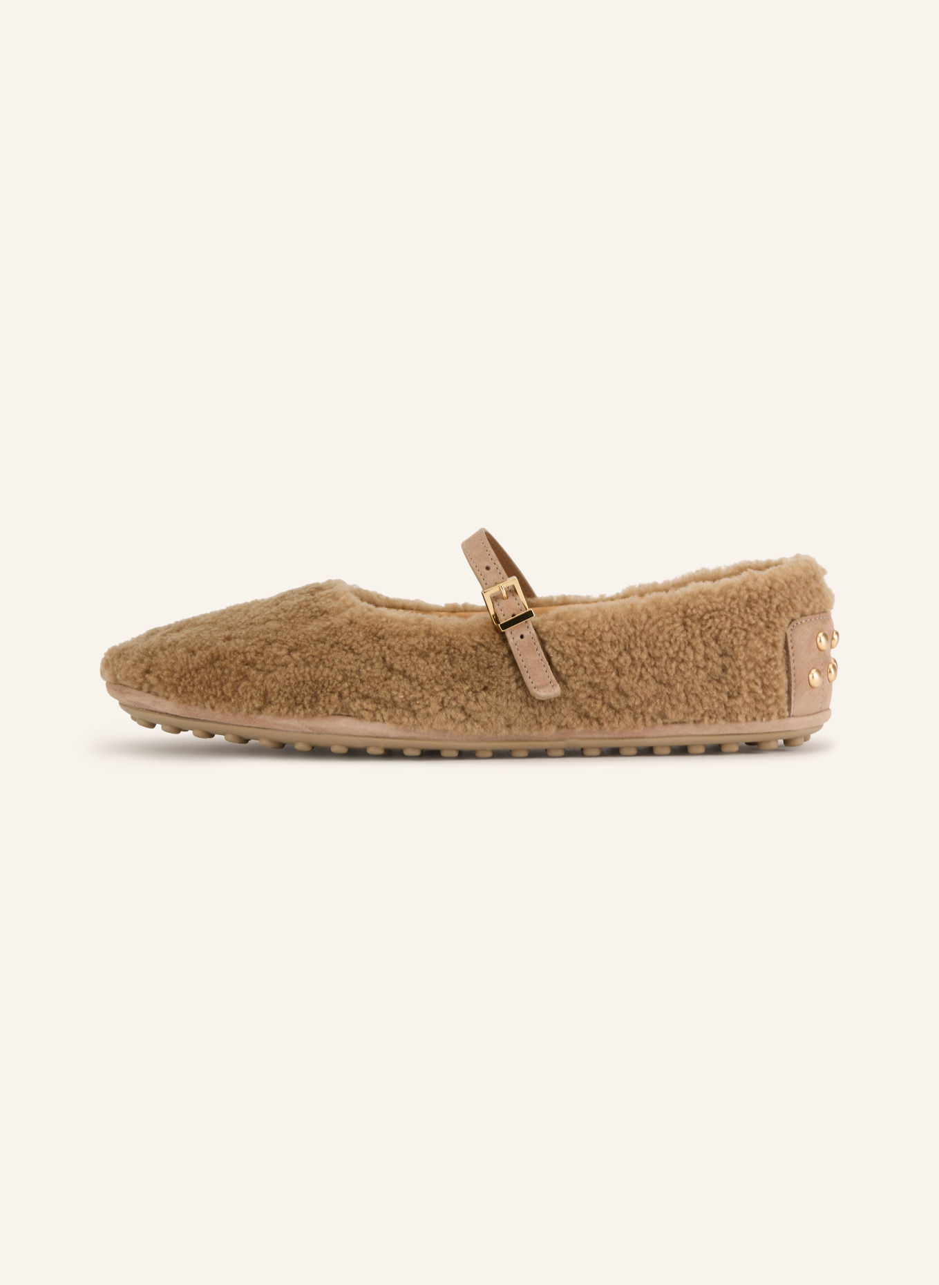 TOD'S Baleriny w stylu Mary Jane GOMMA z nitami: JASNOBRĄZOWY