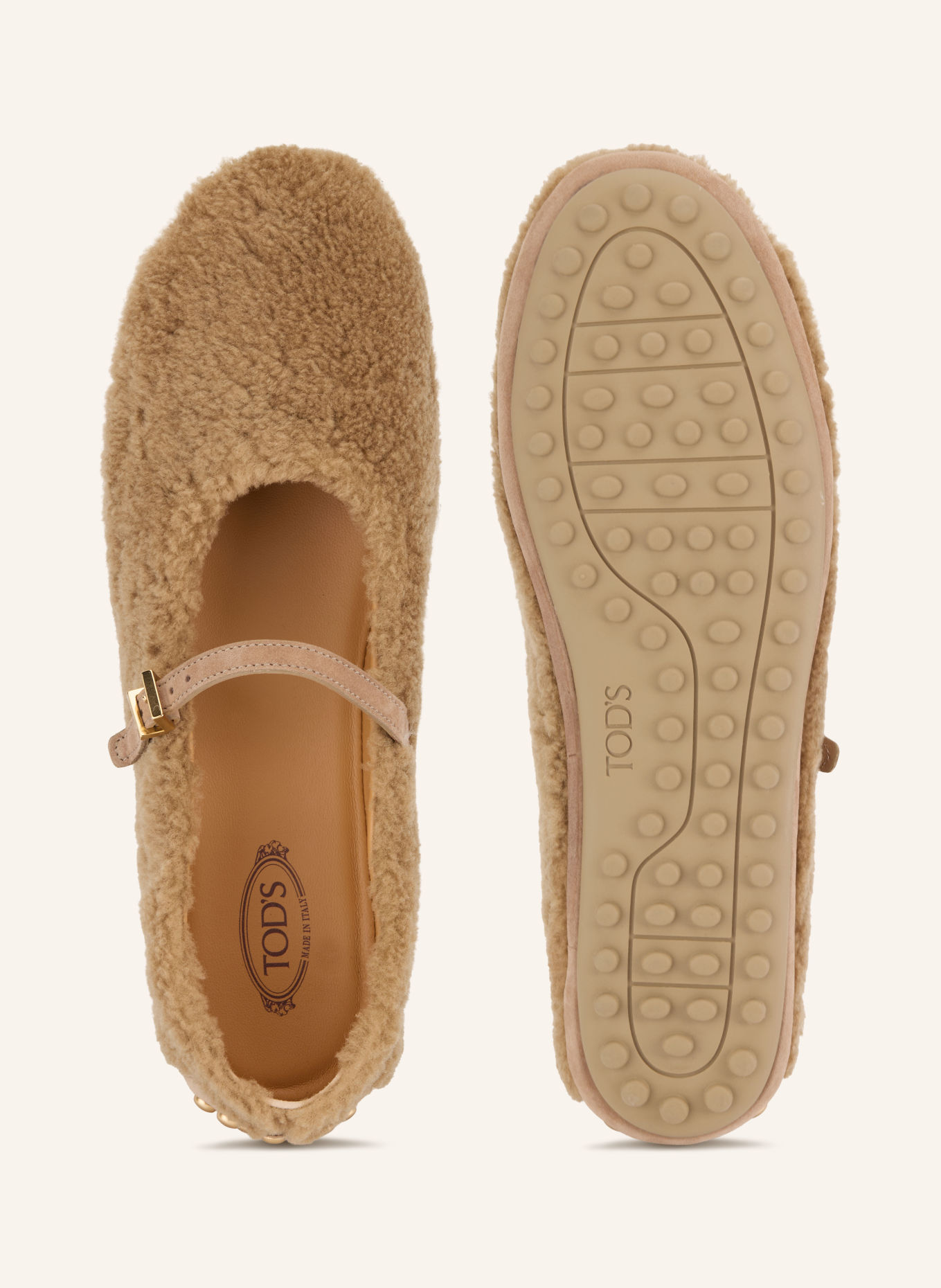 TOD'S Baleriny w stylu Mary Jane GOMMA z nitami: JASNOBRĄZOWY