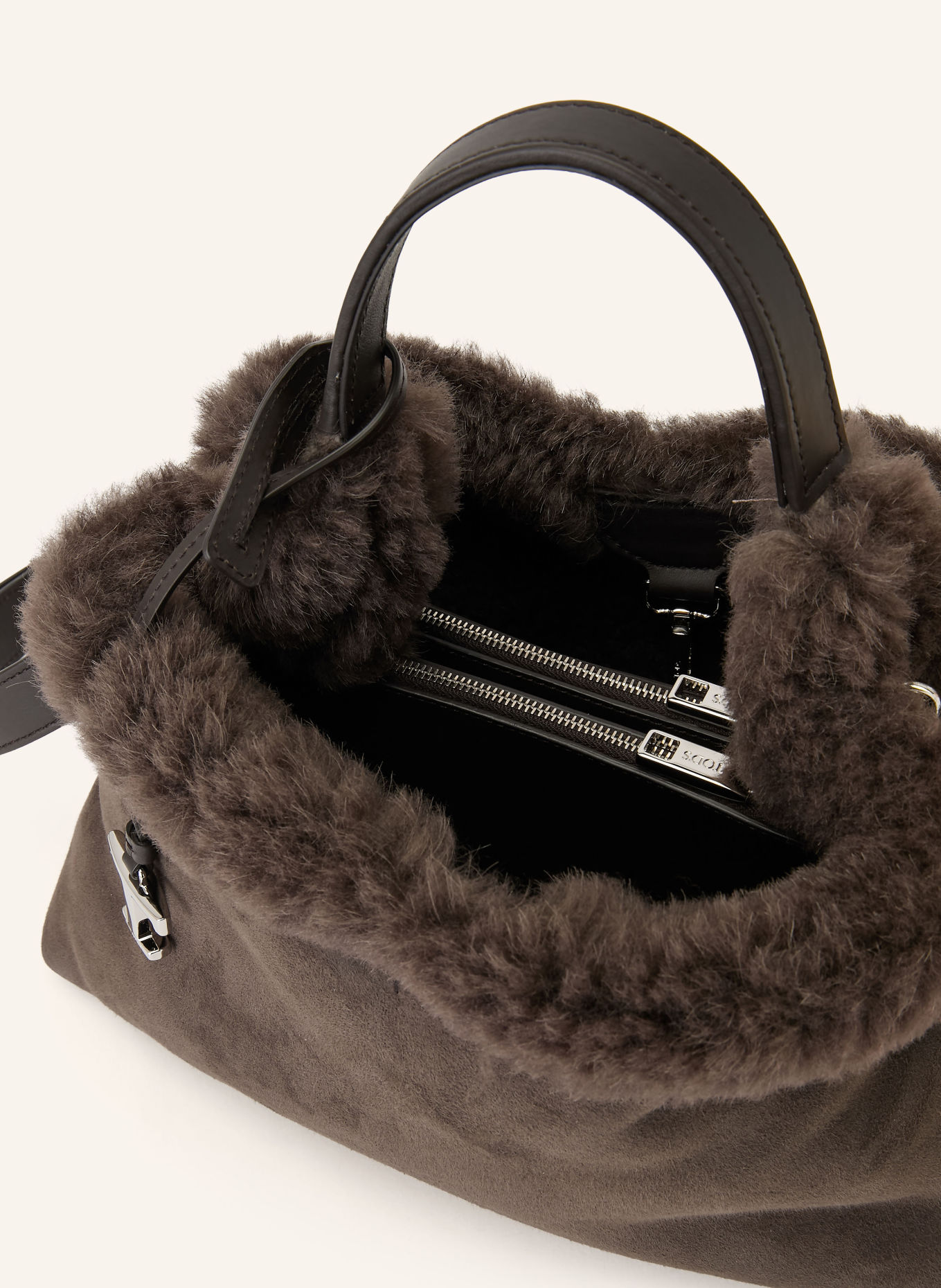 TOD'S Torebka: CIEMNOBRĄZOWY / SREBRNY