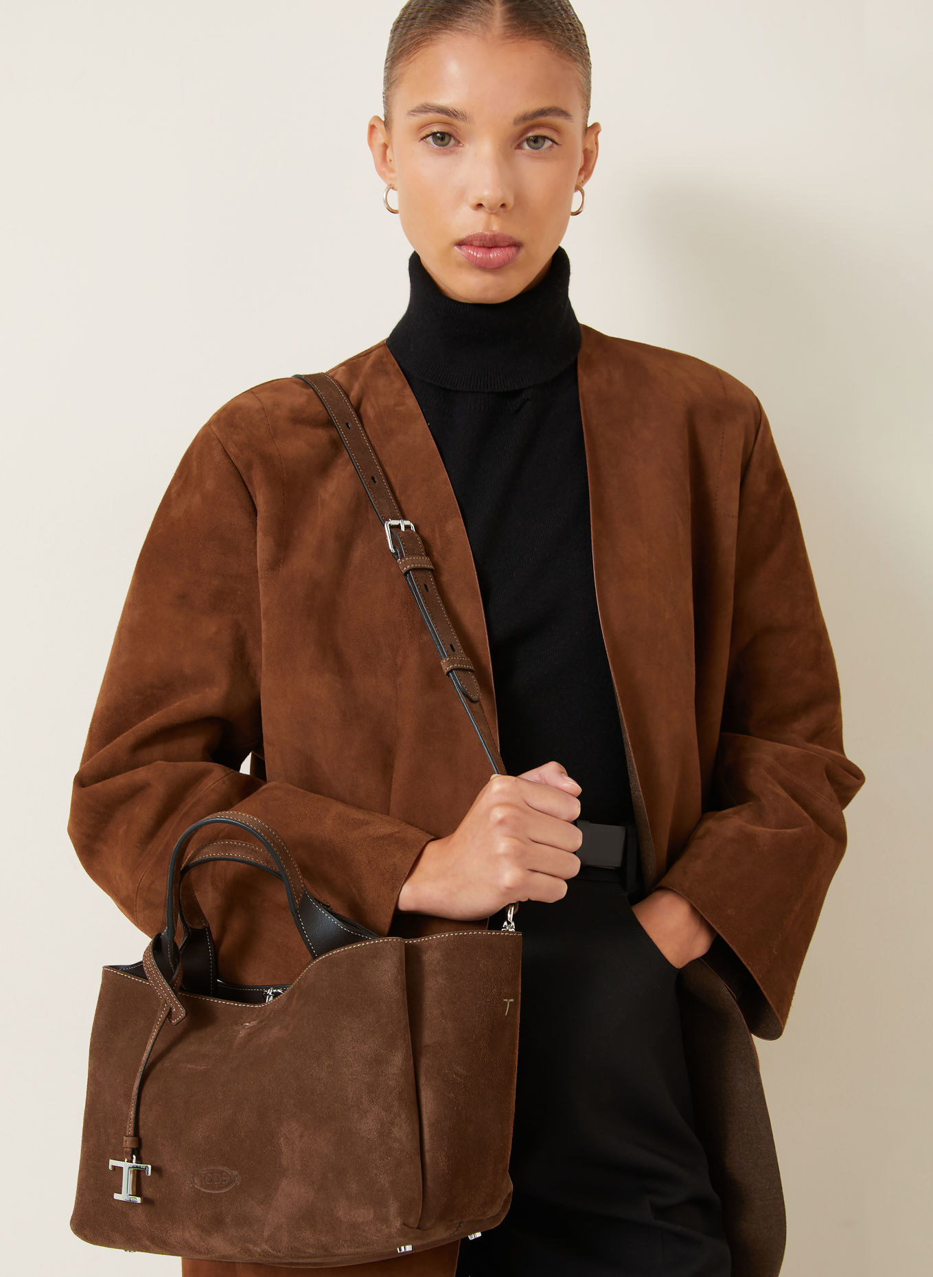 TOD'S Handbag: BROWN / SILVER