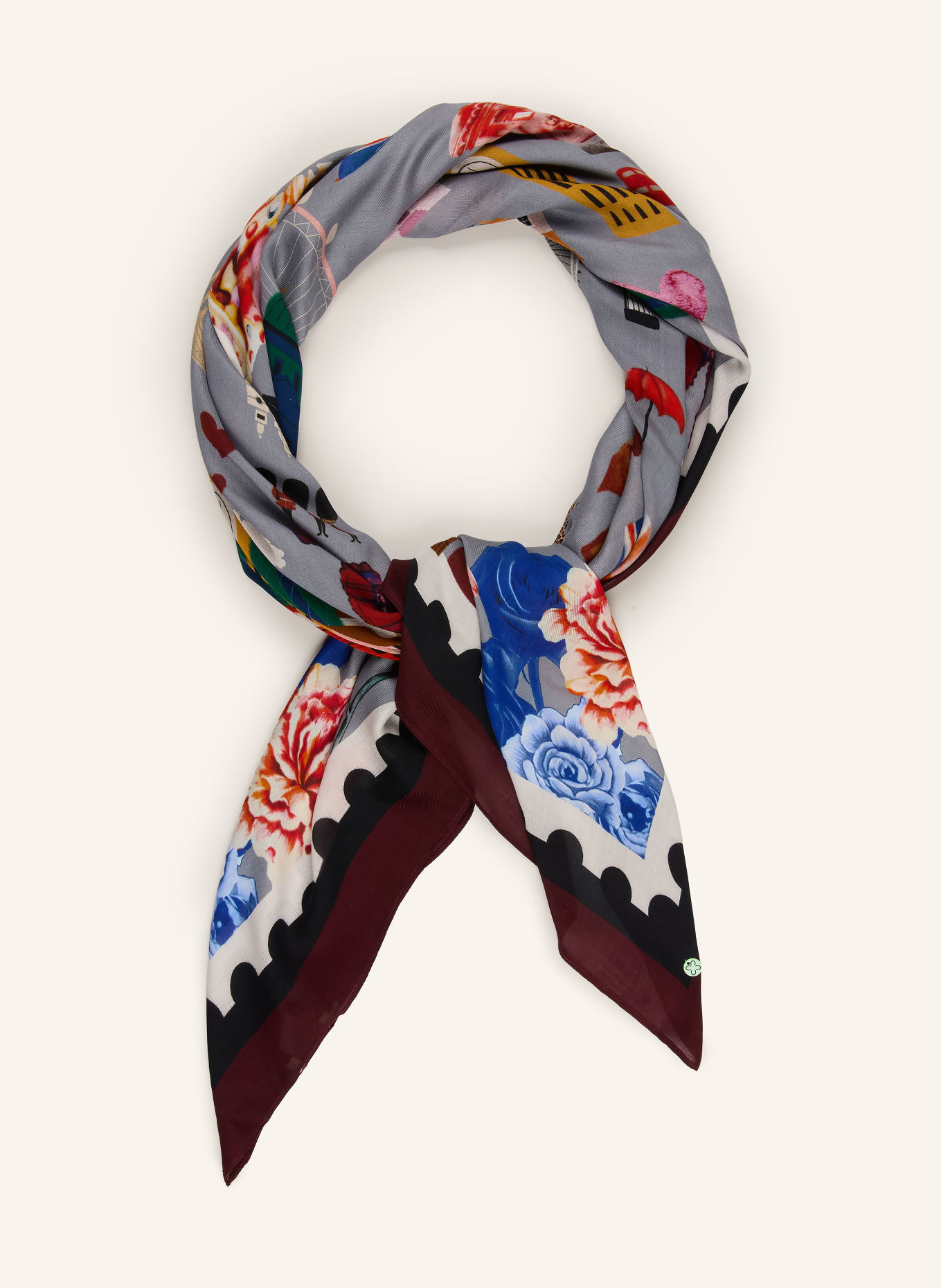 CODELLO Halsdoek: DONKERROOD / CRÈME / BLAUW