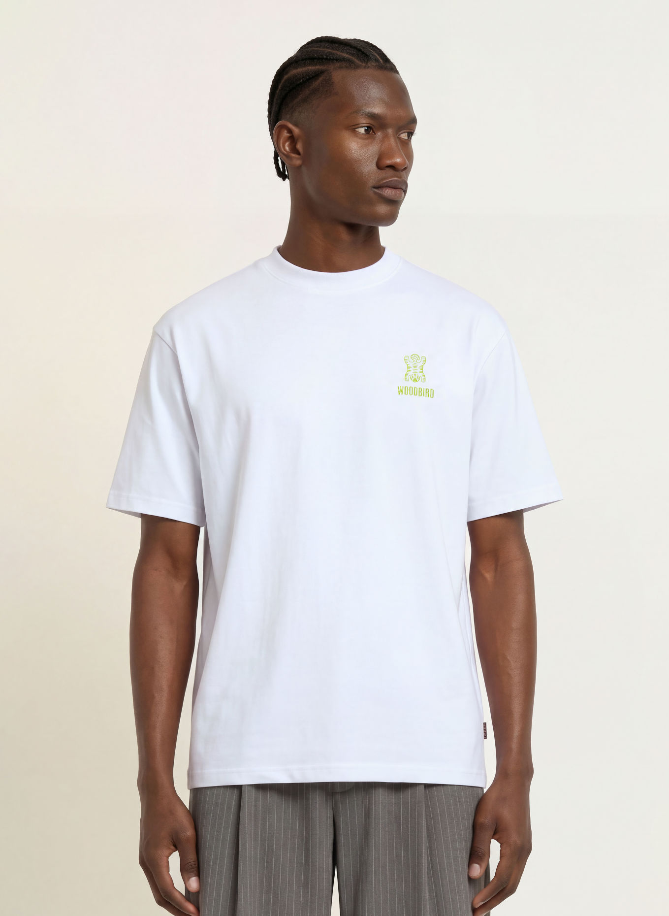 WOODBIRD T-shirt WBBAINE: BLANC / VERT CLAIR / BLEU FONCÉ