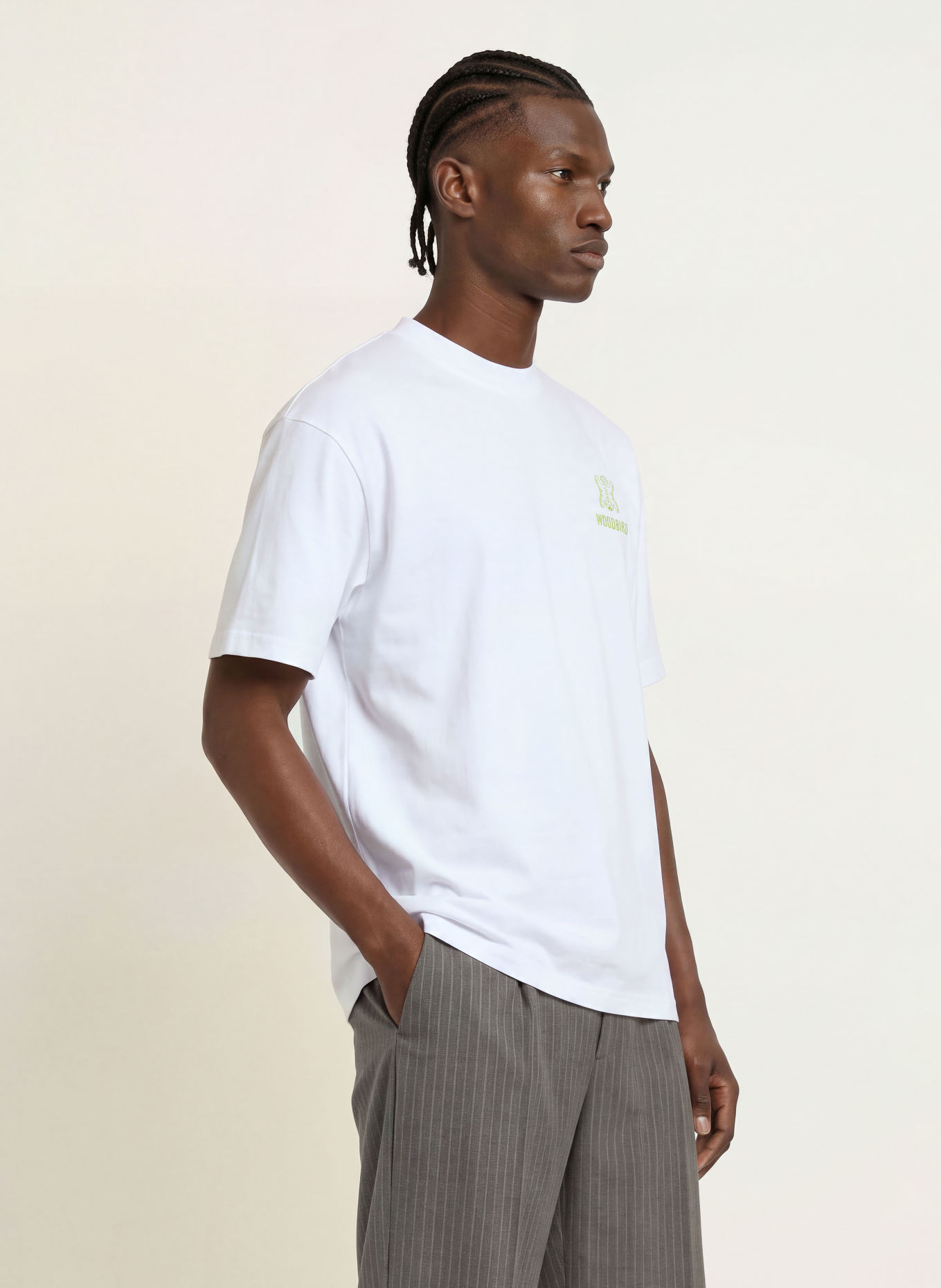 WOODBIRD T-shirt WBBAINE: BLANC / VERT CLAIR / BLEU FONCÉ