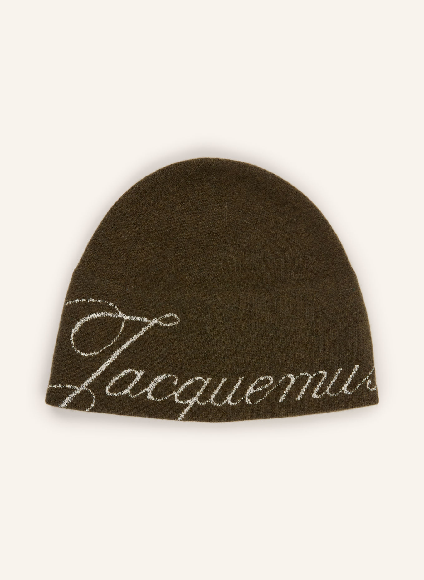 JACQUEMUS LE BONNET ATELIER Hat with Merino Wool: OLIVE / CREAM