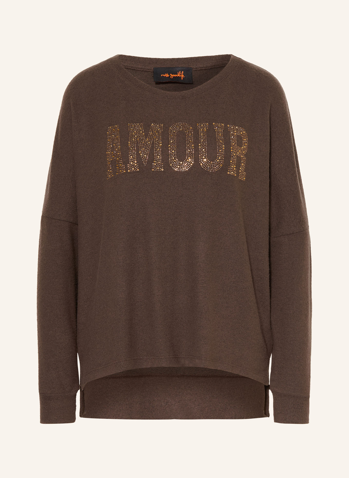 miss goodlife Oversized sweater with gemstones: DARK BROWN