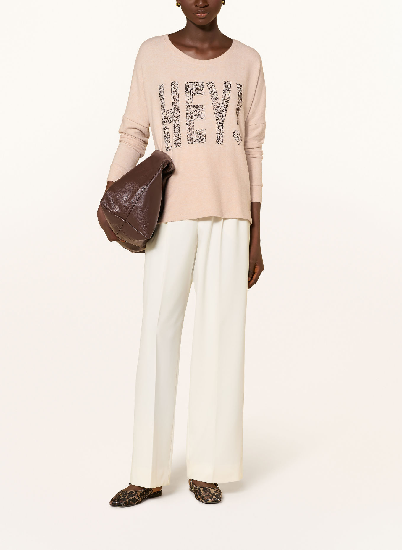 miss goodlife Oversized sweater with gemstones: BEIGE