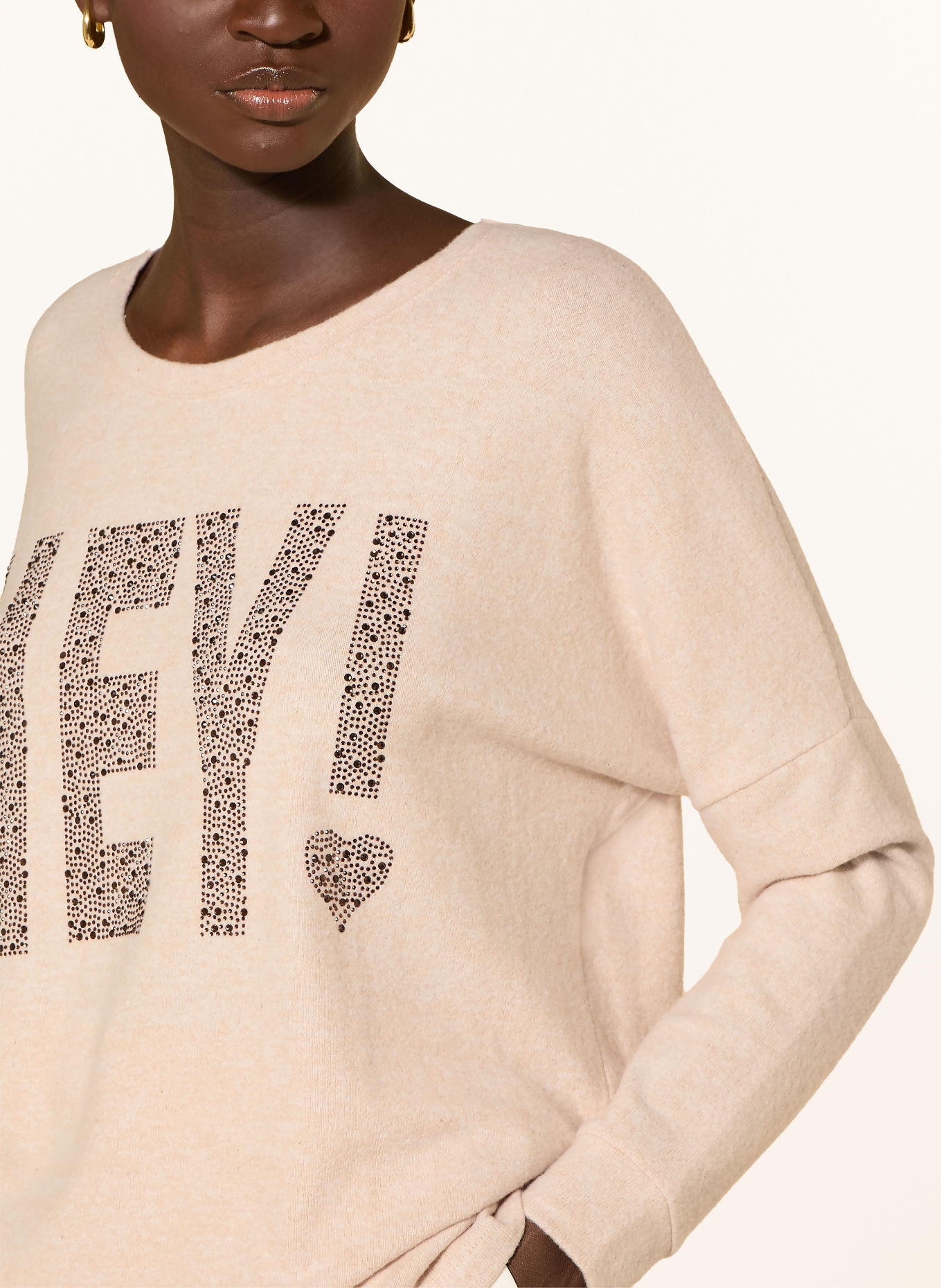 miss goodlife Oversized sweater with gemstones: BEIGE