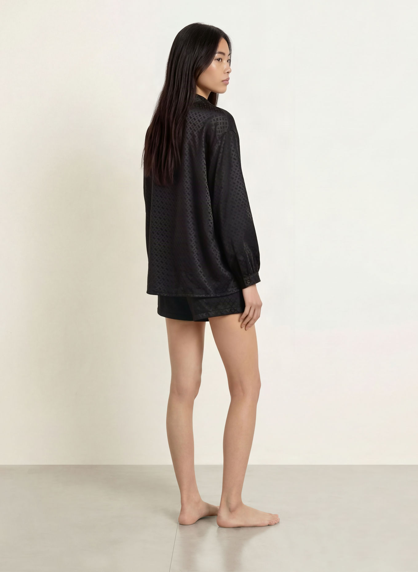 BOSS Schlafshirt aus Jacquard: SCHWARZ