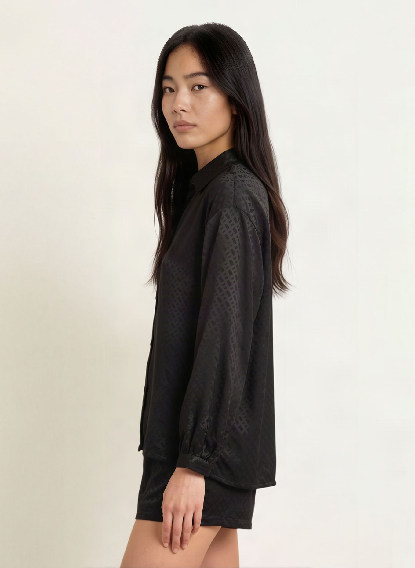BOSS Schlafshirt aus Jacquard: SCHWARZ