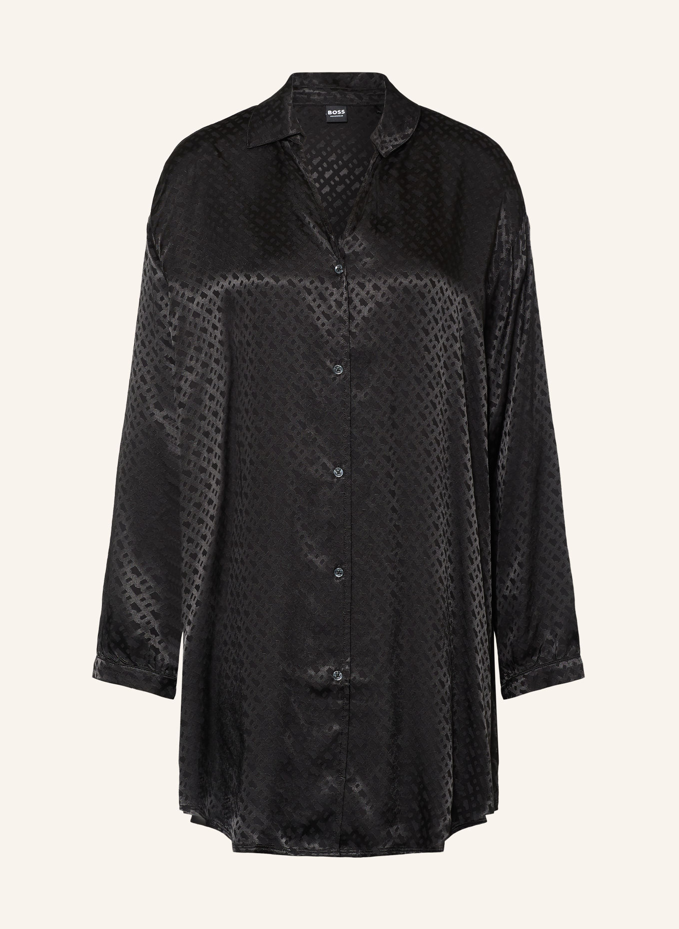 BOSS Nachthemd aus Jacquard: SCHWARZ