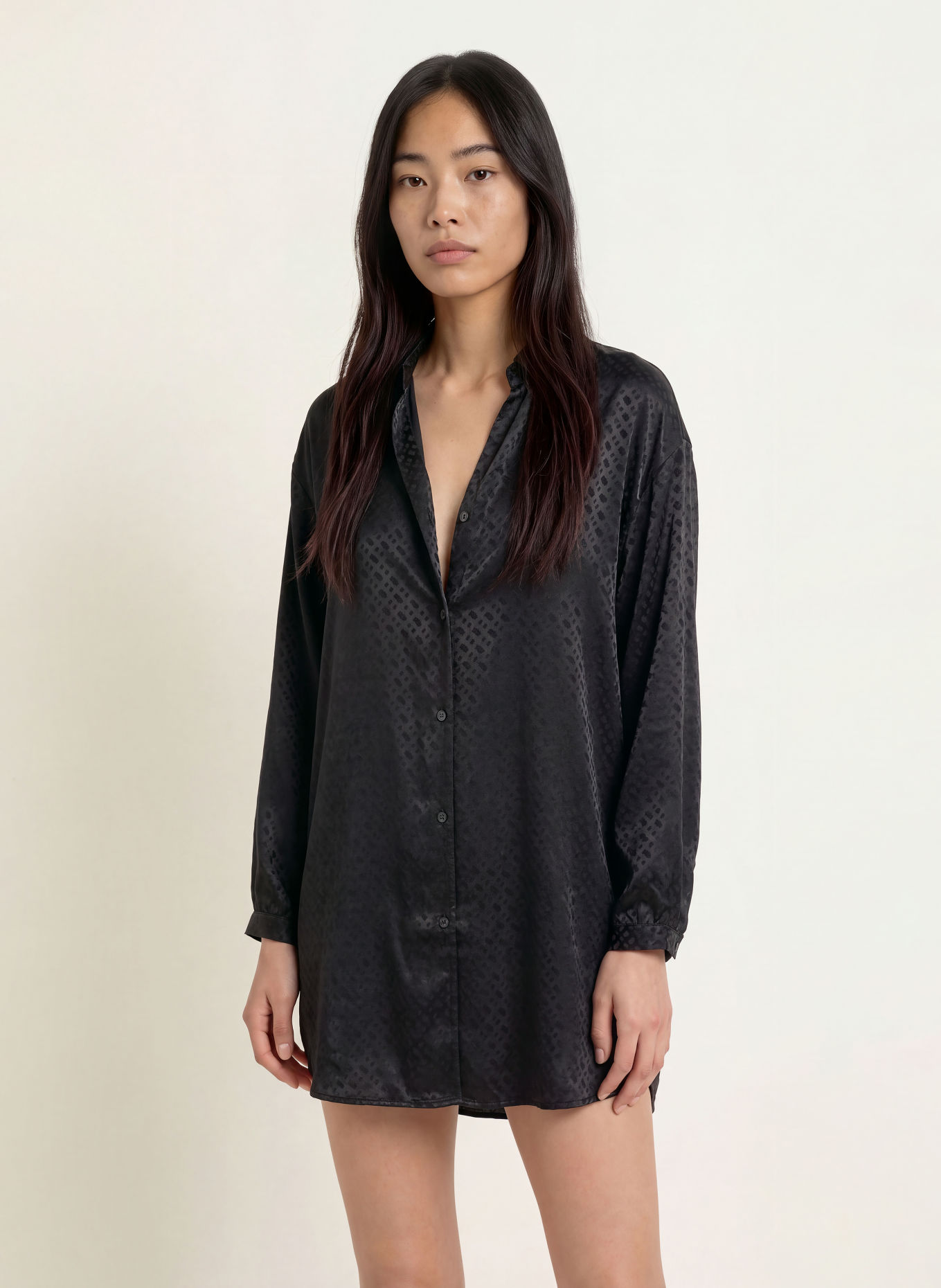 BOSS Nachthemd aus Jacquard: SCHWARZ