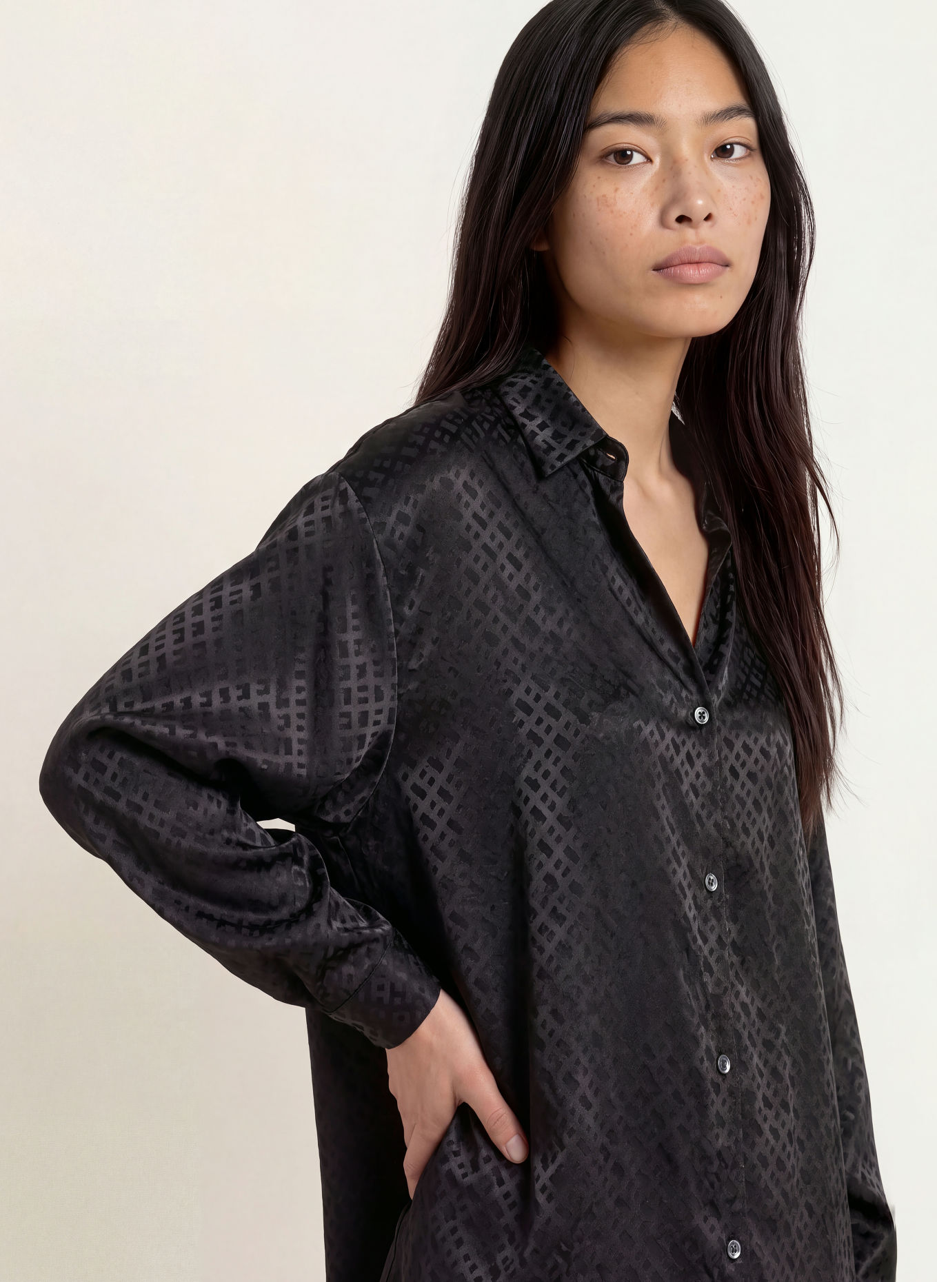 BOSS Nachthemd aus Jacquard: SCHWARZ