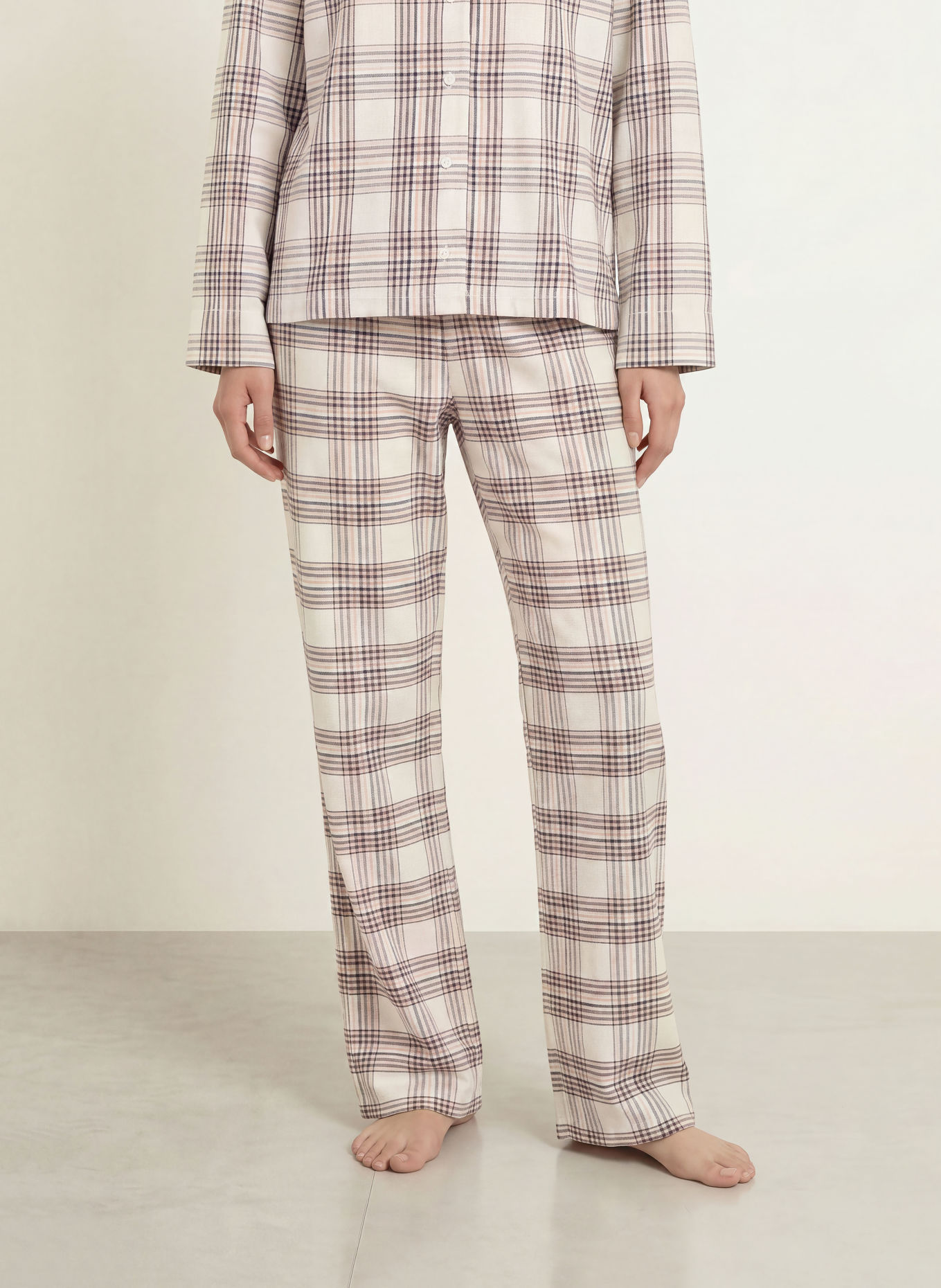 BOSS HOLIDAY Flannel Pajama Bottoms: ECRU / CAMEL / BLACK