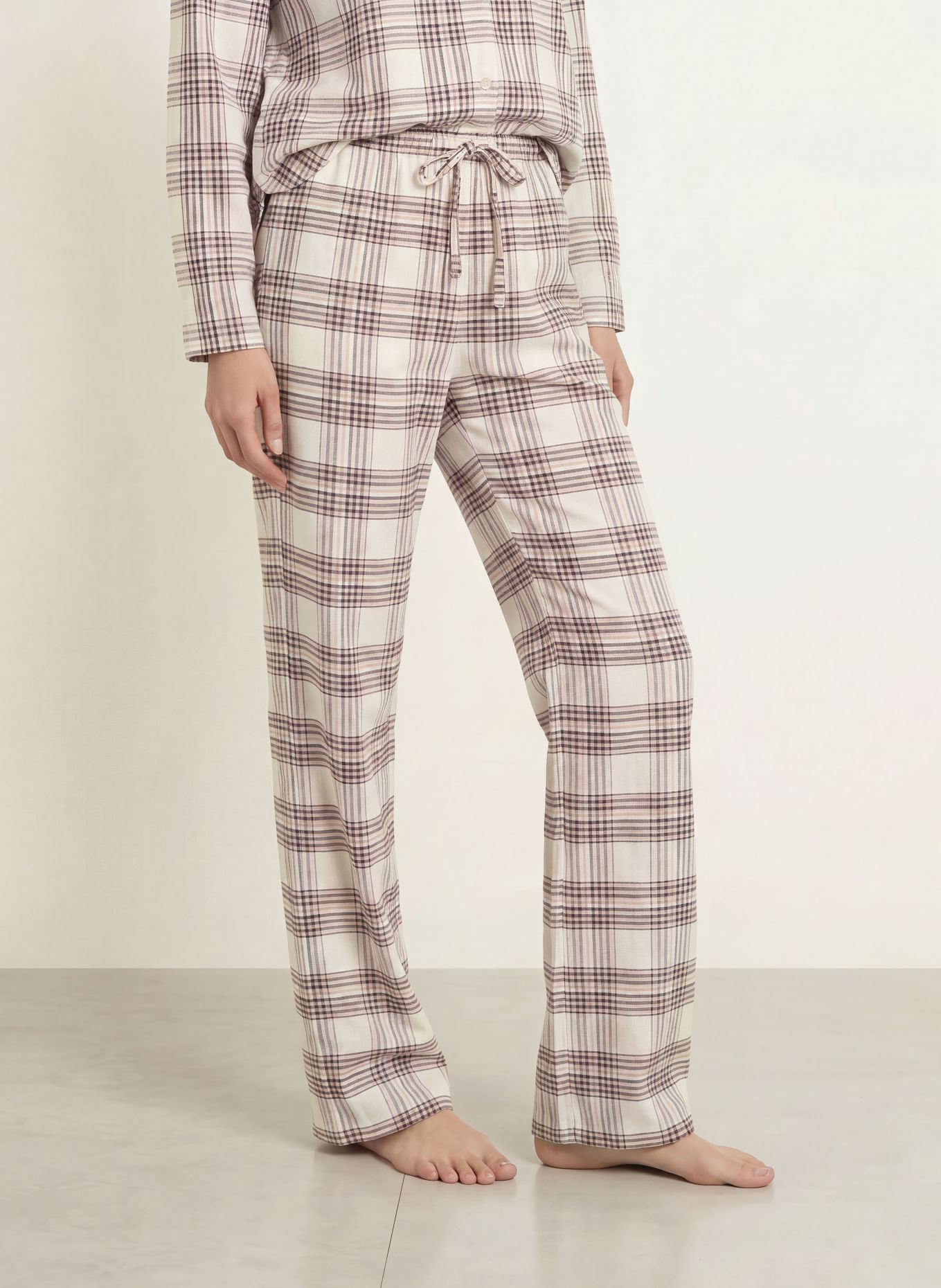 BOSS HOLIDAY Flannel Pajama Bottoms: ECRU / CAMEL / BLACK
