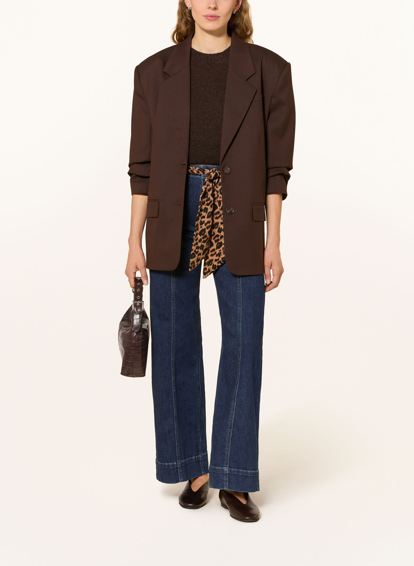 ONLY Wide leg jeans: Dark Blue Denim/LEO SCARF