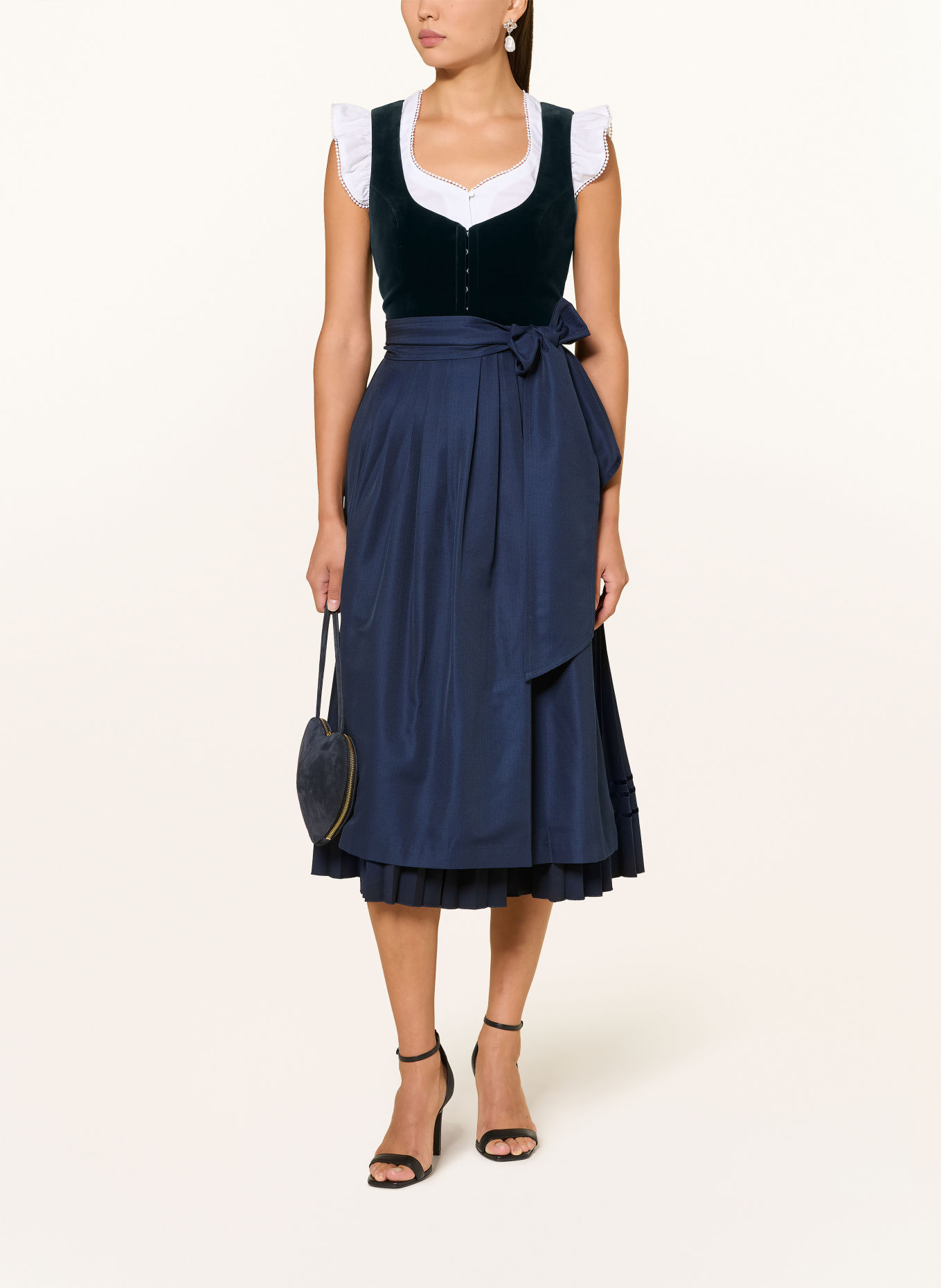 CocoVero Dirndl JETTE mit Plissees: DUNKELBLAU