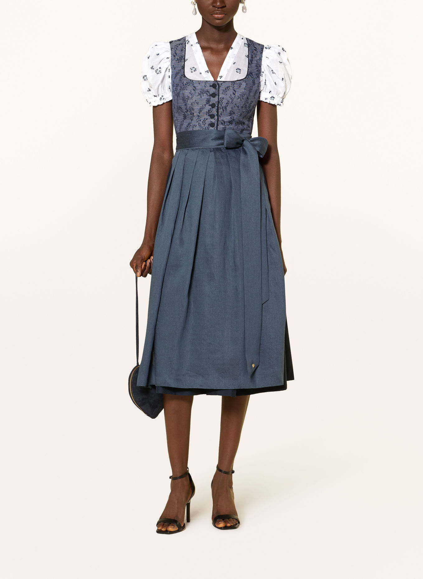 CocoVero Dirndlbluse VICTORIA: WEISS / HELLBLAU / DUNKELBLAU