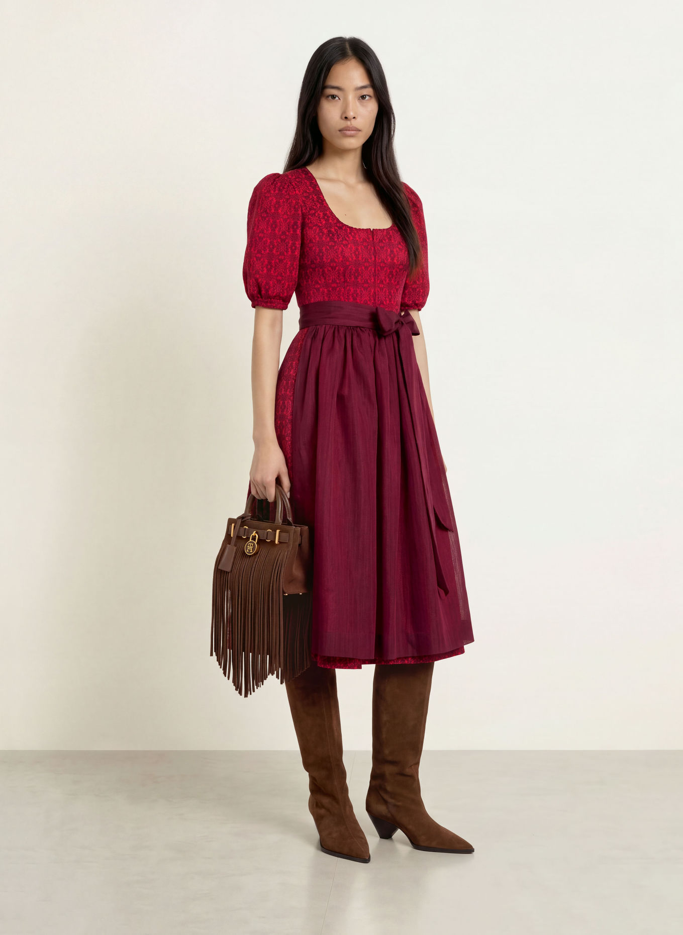Grasegger Dirndl PAULINA: ROT / DUNKELROT