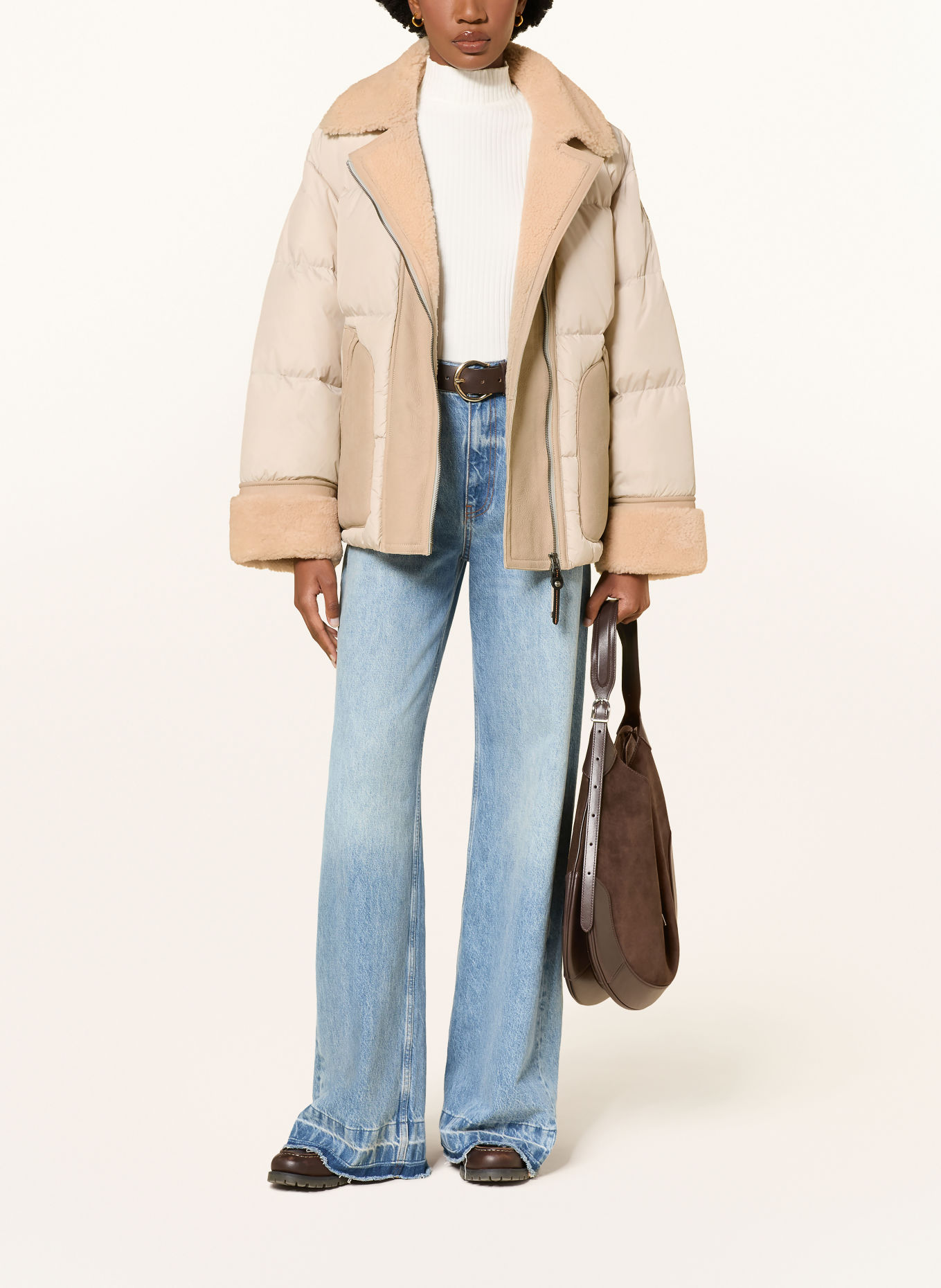 PARAJUMPERS Donsjas CHYNA in een materiaalmix: CRÈME / BEIGE