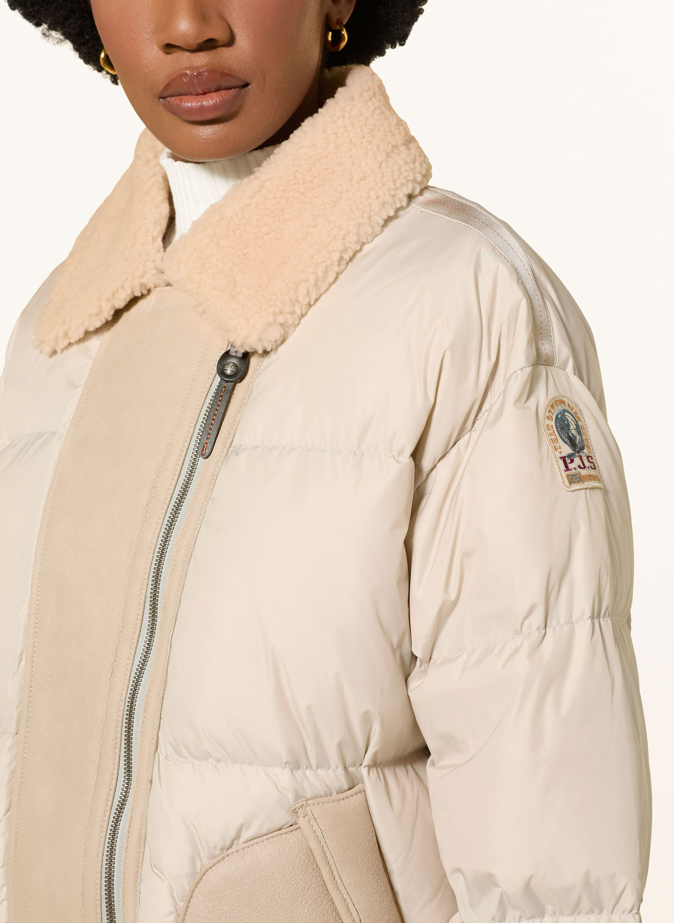 PARAJUMPERS Donsjas CHYNA in een materiaalmix: CRÈME / BEIGE