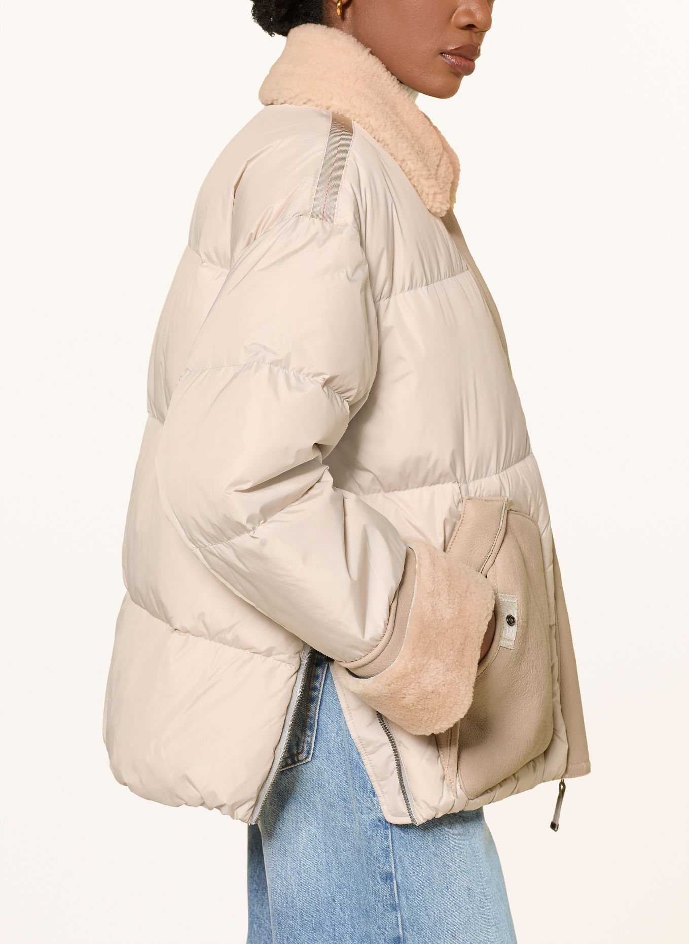 PARAJUMPERS Donsjas CHYNA in een materiaalmix: CRÈME / BEIGE