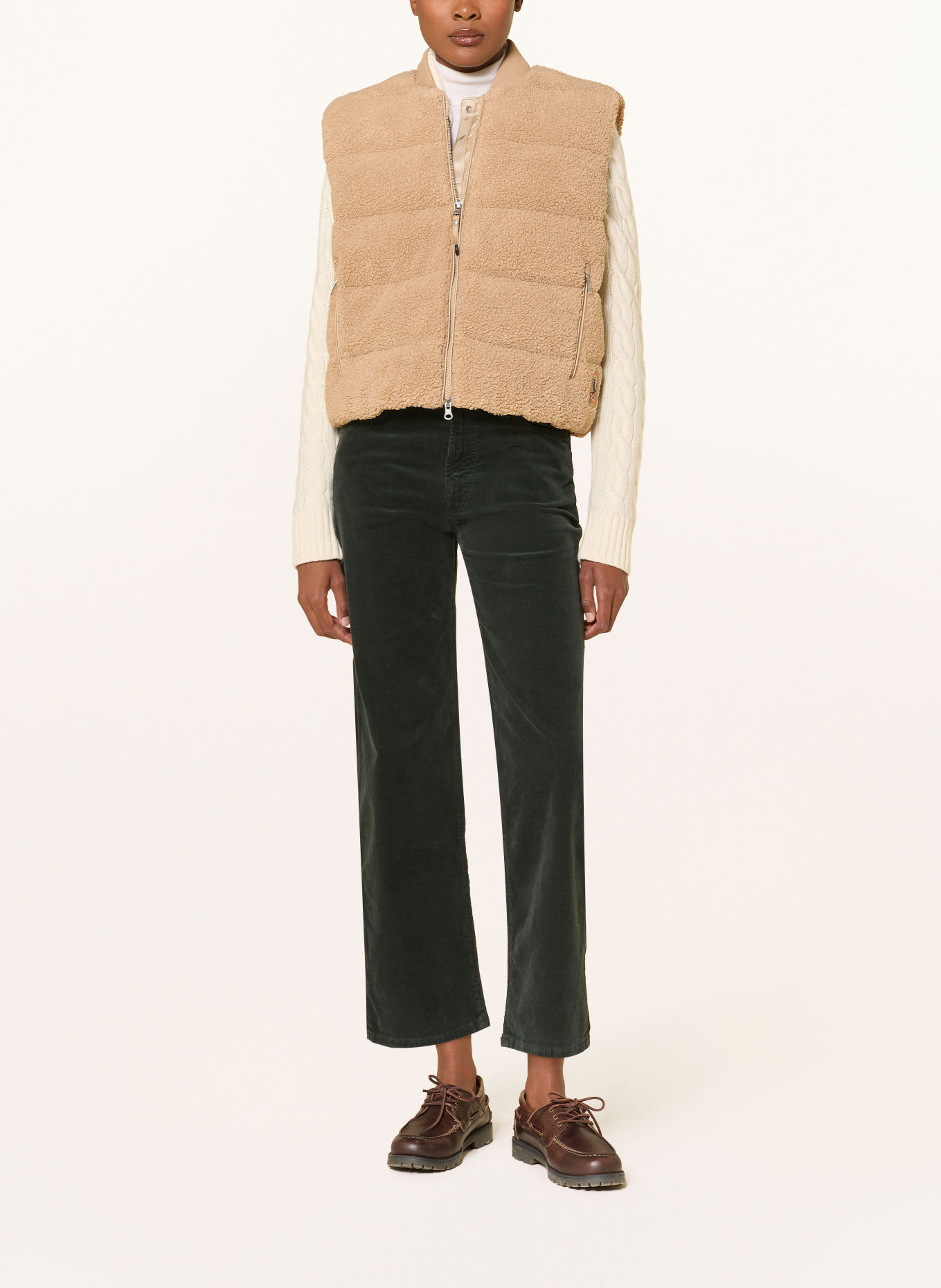 PARAJUMPERS Doudoune sans manches SIMAW en fourrure Teddy: MARRON CLAIR