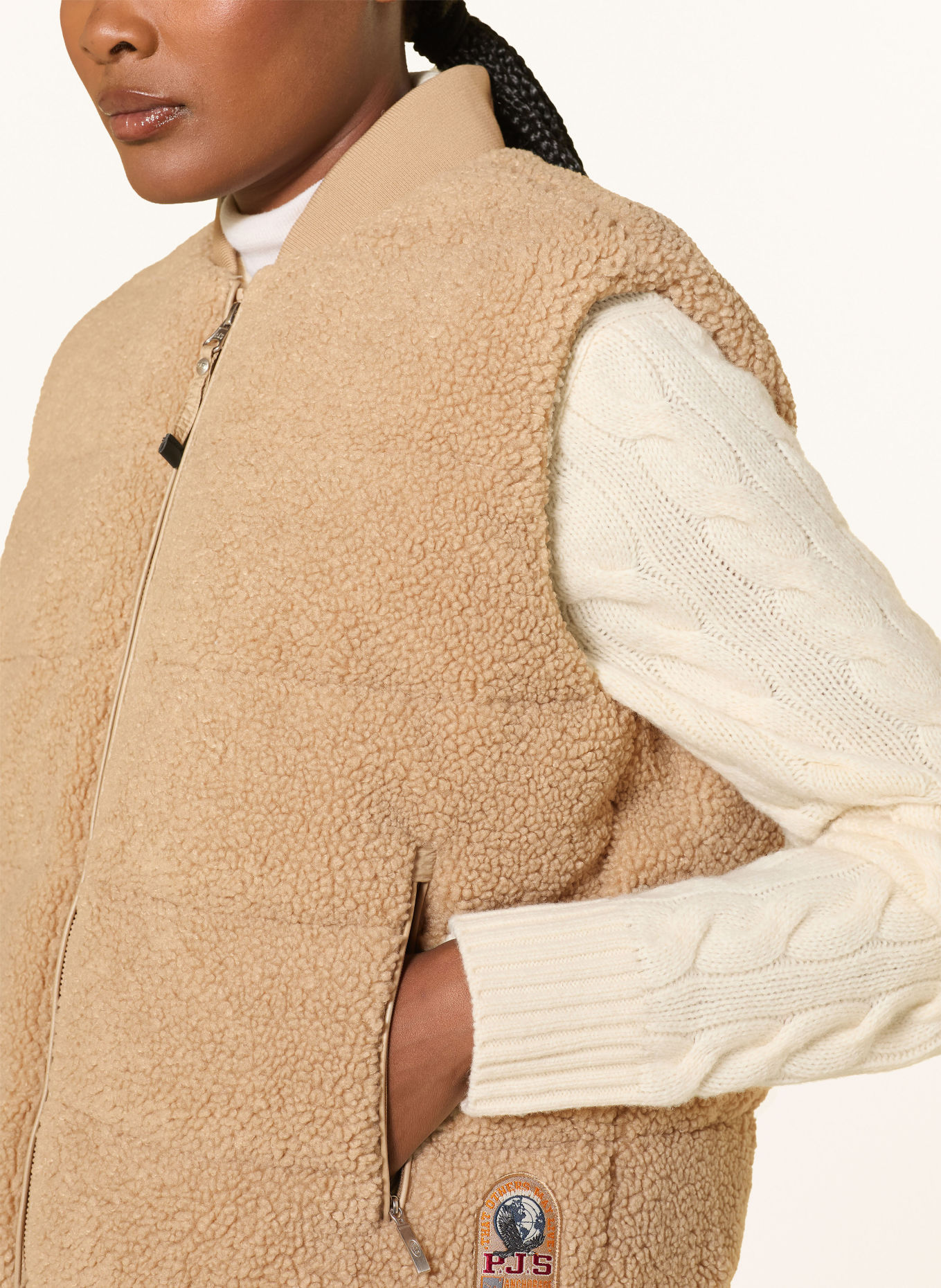PARAJUMPERS Doudoune sans manches SIMAW en fourrure Teddy: MARRON CLAIR