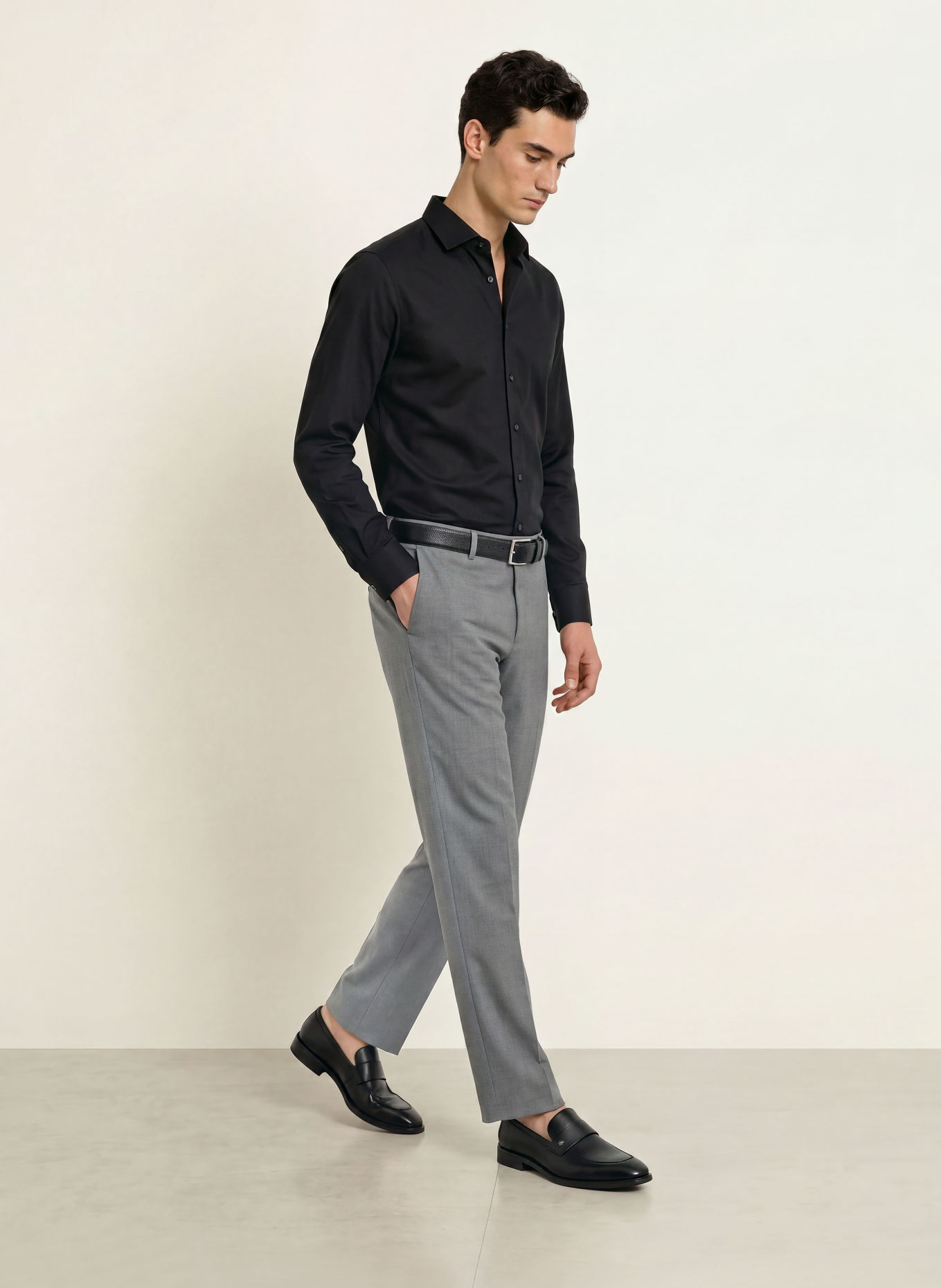 seidensticker Regular-Fit Jersey Shirt: BLACK