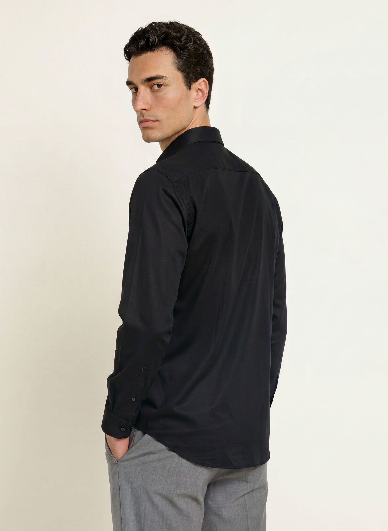 seidensticker Regular-Fit Jersey Shirt: BLACK