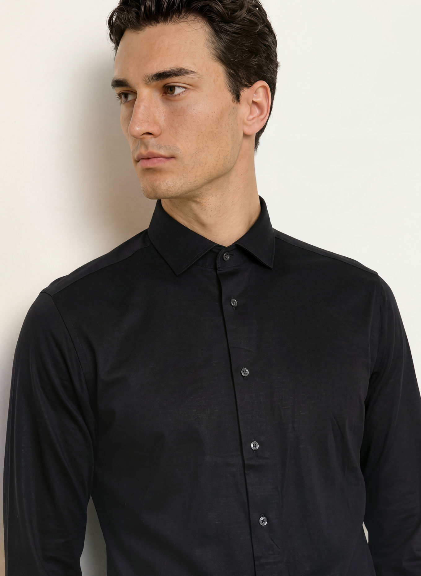 seidensticker Regular-Fit Jersey Shirt: BLACK