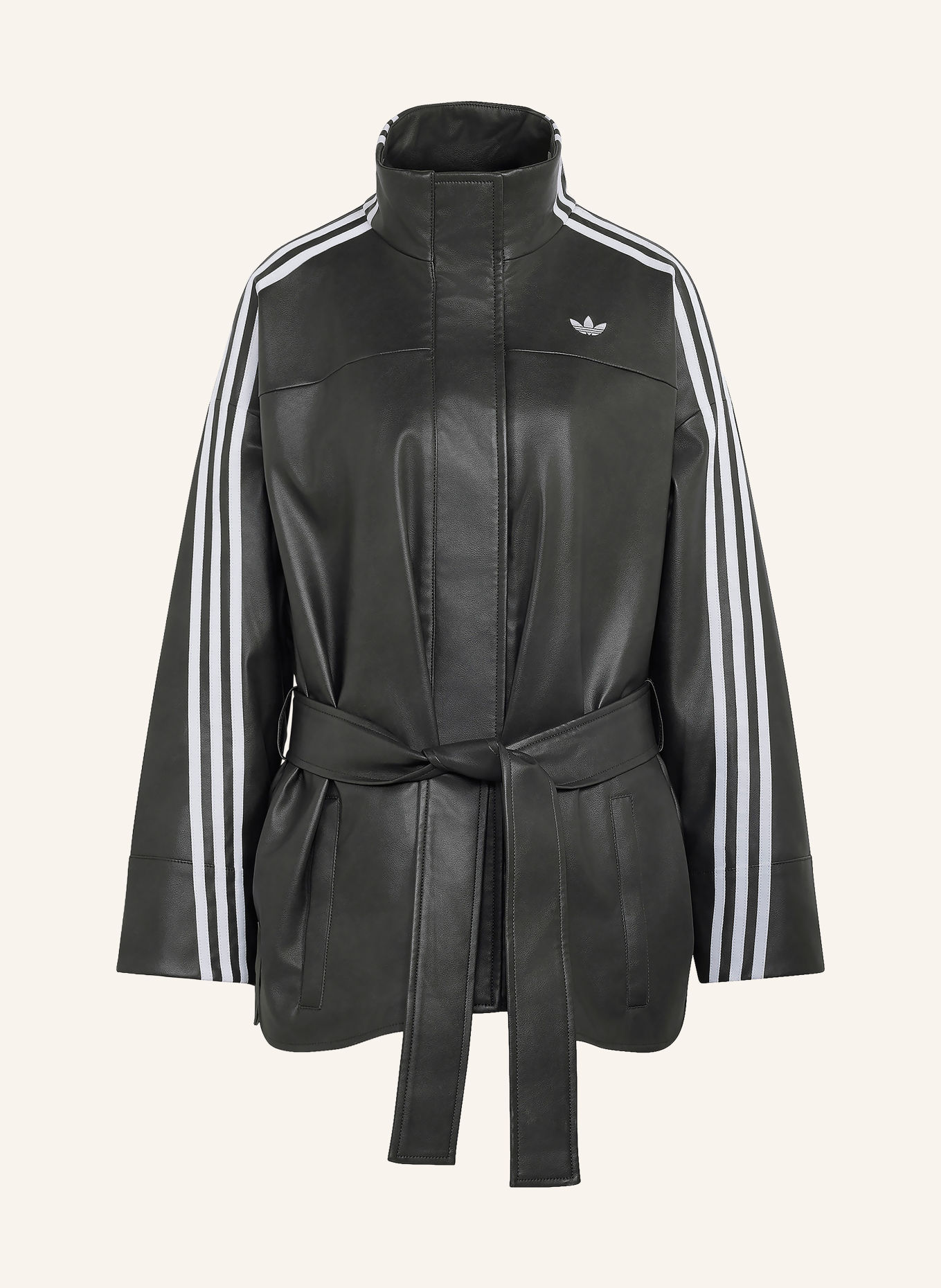 adidas Originals Jas in leerlook: ZWART / WIT