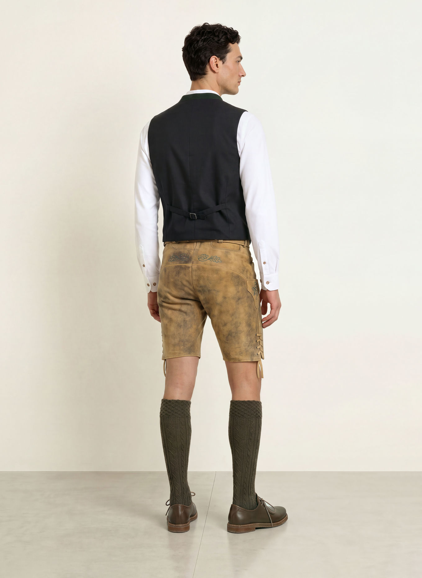 Spieth & Wensky Traditionele lederhose FRIDOLFING: CAMEL / TAUPE / DONKERGROEN