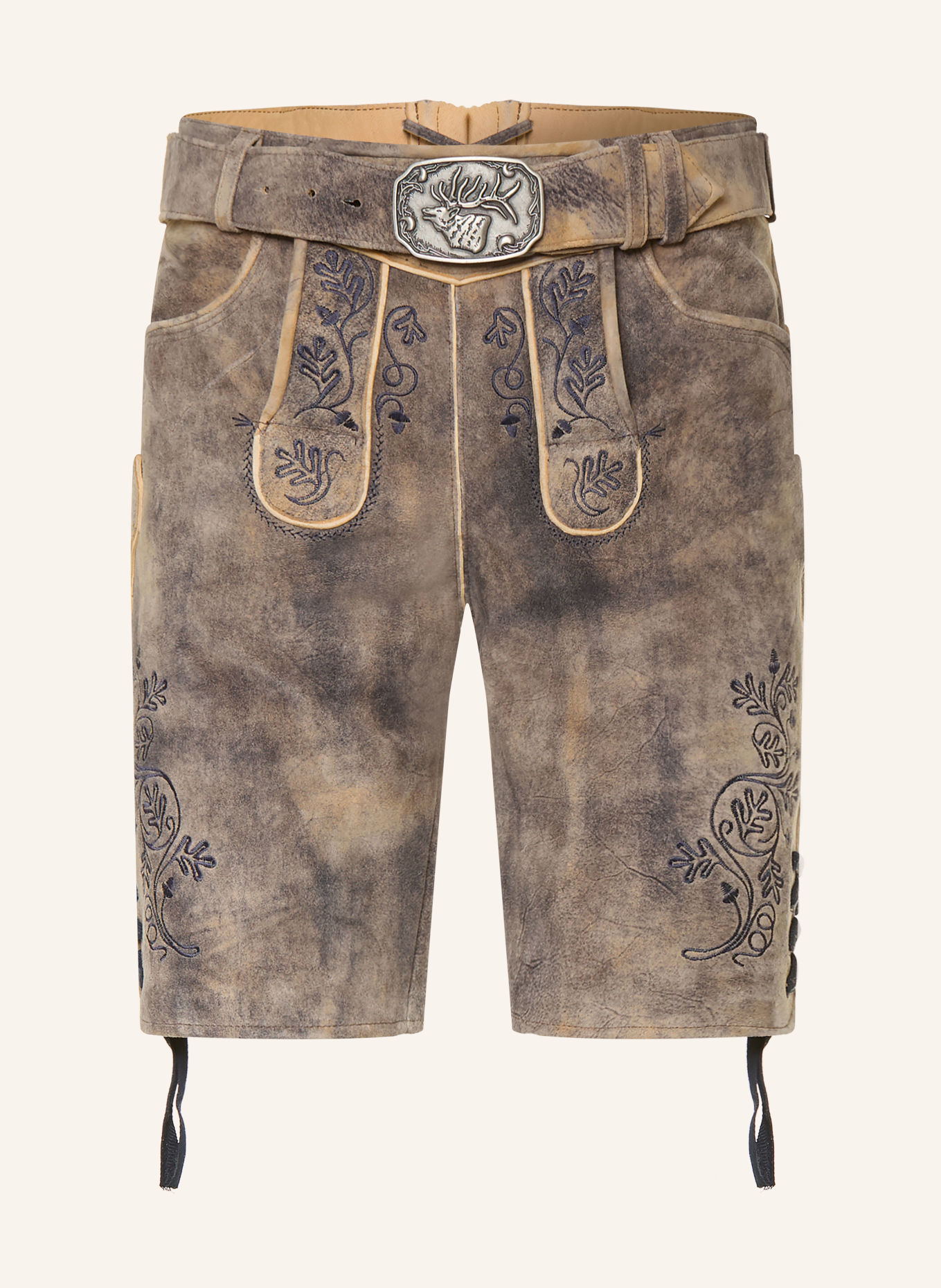 Spieth & Wensky Traditionele lederhose KANDERSTEG: TAUPE / BEIGE / DONKERBLAUW