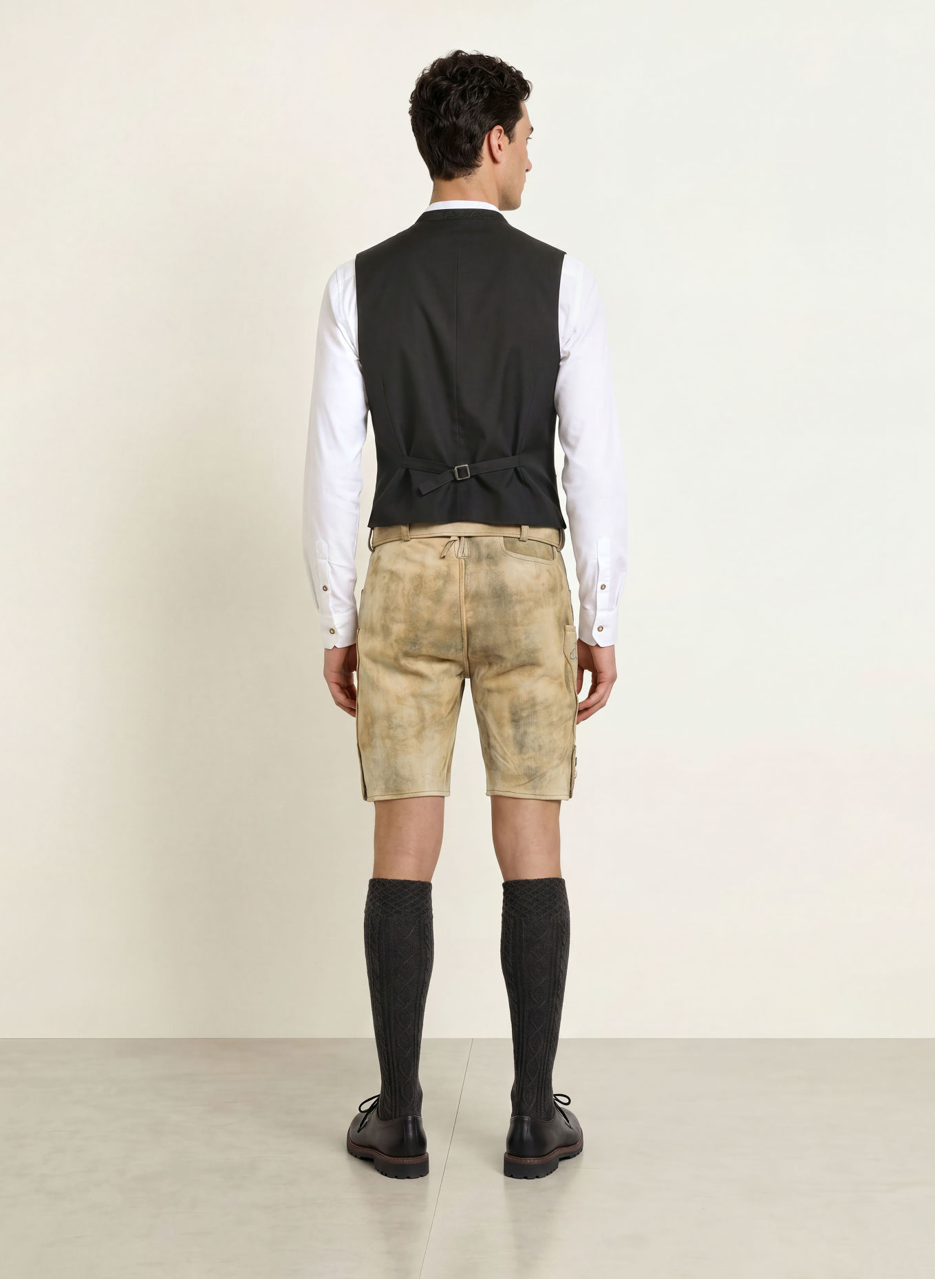 Spieth & Wensky Trachten-Lederhose ERNSTBRUNN: BEIGE / DUNKELGRAU / SCHWARZ