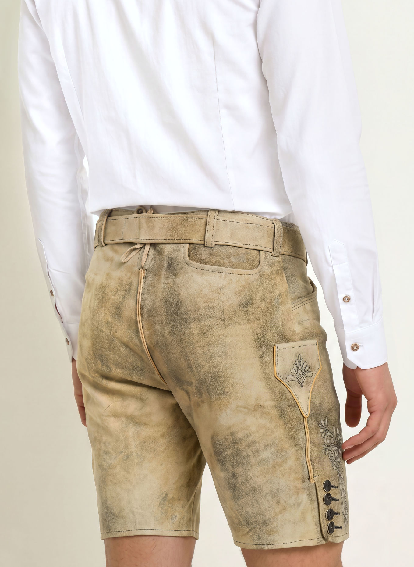 Spieth & Wensky Trachten-Lederhose ERNSTBRUNN: BEIGE / DUNKELGRAU / SCHWARZ