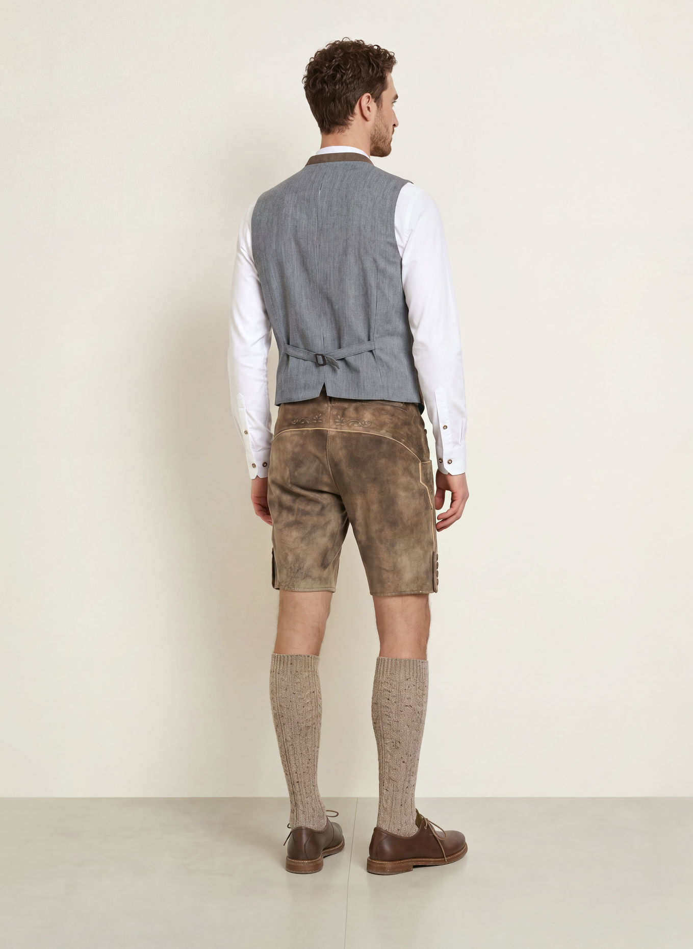 Spieth & Wensky Traditionele lederhose KARLSDORF: TAUPE / BEIGE / ZWART