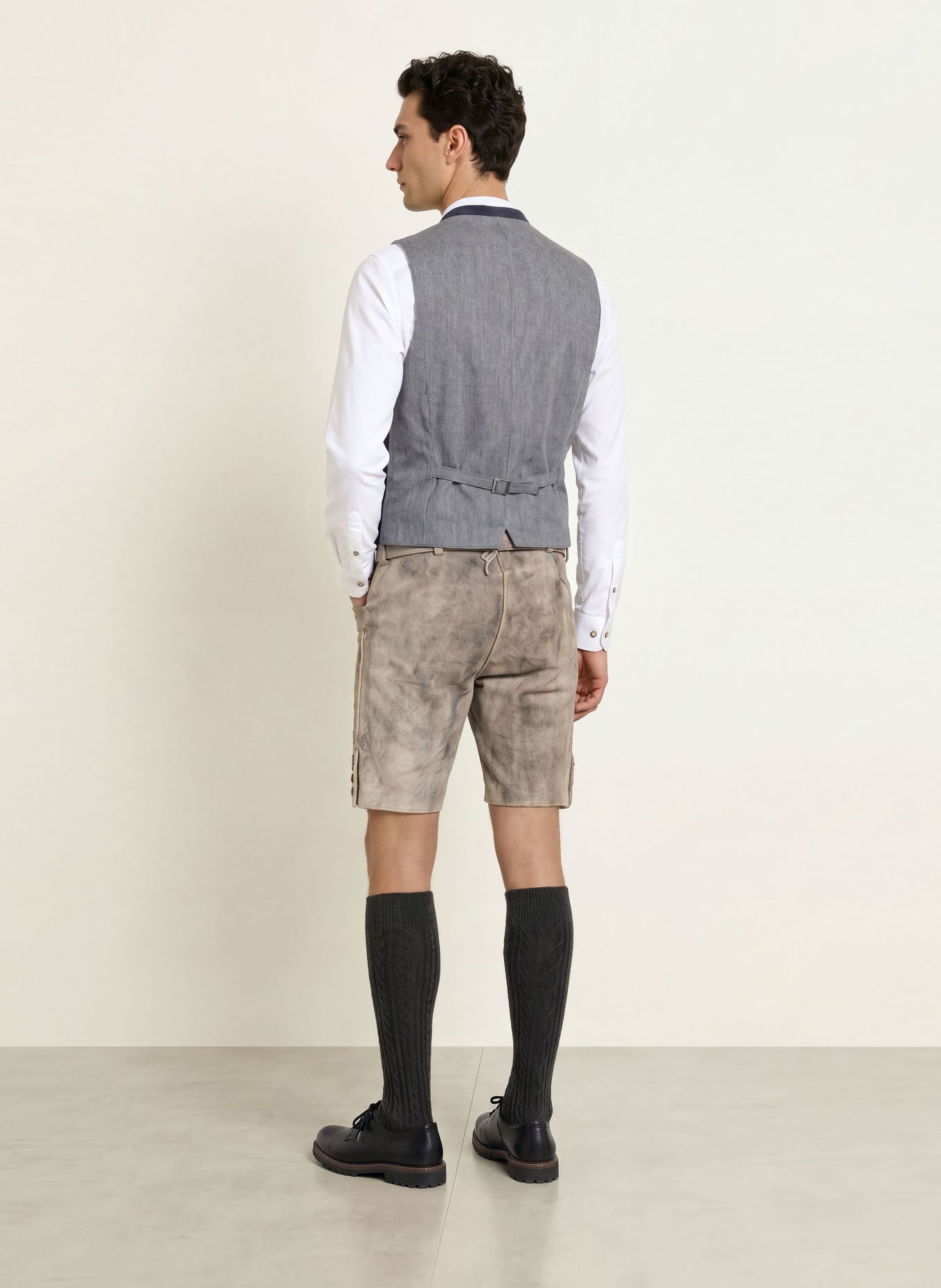 Spieth & Wensky KÖNIGSHAUSEN Traditional leather trousers: LIGHT GRAY / BLUE GRAY / GRAY