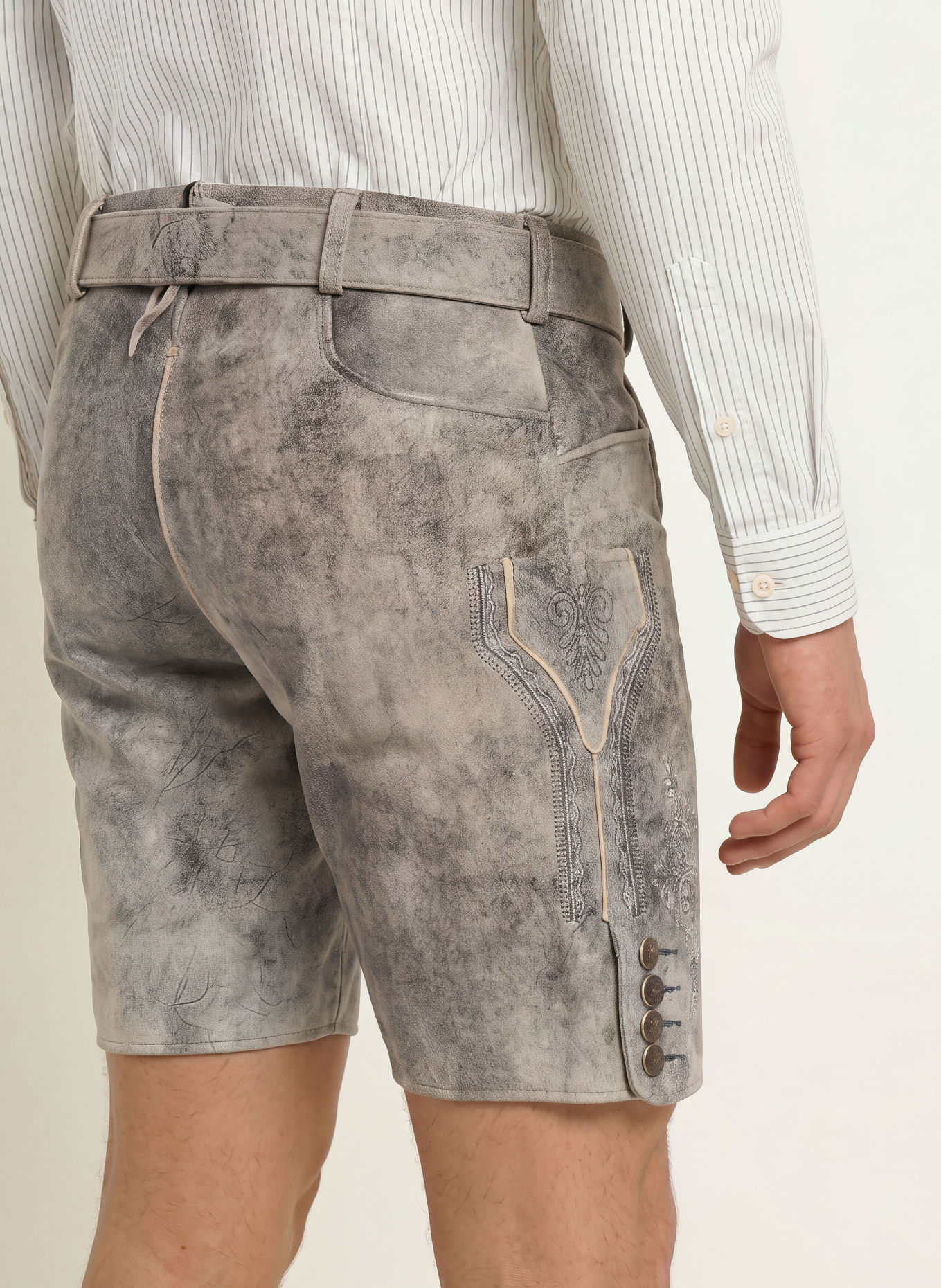 Spieth & Wensky KÖNIGSHAUSEN Traditional leather trousers: LIGHT GRAY / BLUE GRAY / GRAY