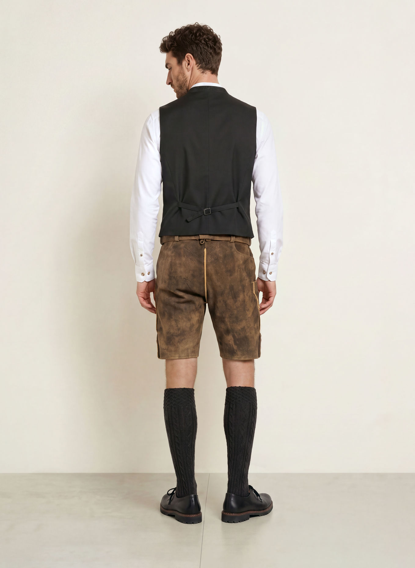Spieth & Wensky Traditionele lederhose KREUZJOCH: MARRON FONCÉ / BEIGE
