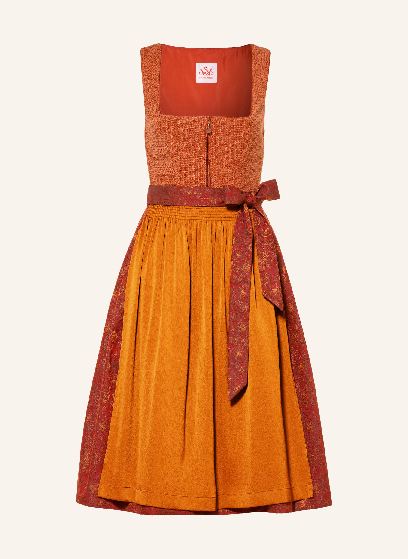 Spieth & Wensky Dirndl KRISTALL: DUNKELORANGE / ORANGE