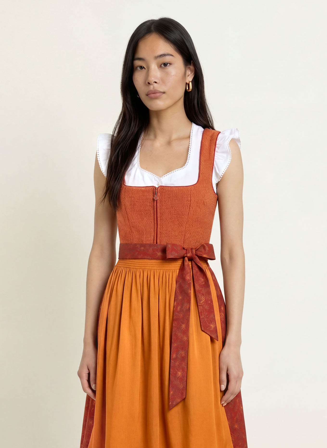Spieth & Wensky Dirndl KRISTALL: DUNKELORANGE / ORANGE