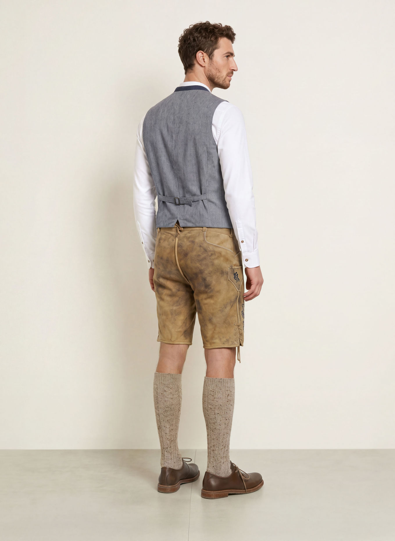 BECKERT MARKTSCHELLENBERG Traditional leather trousers: BEIGE / DARK BLUE