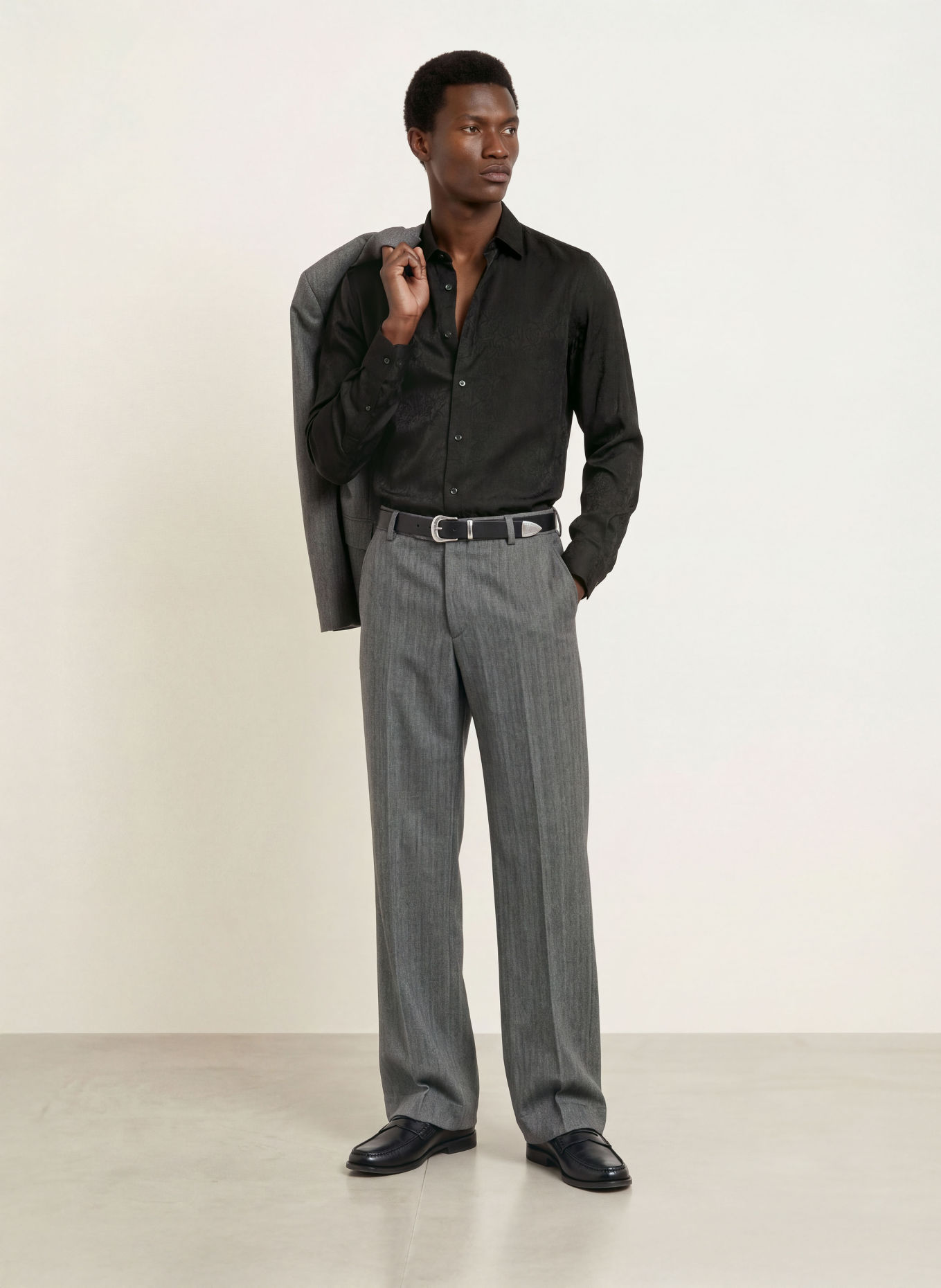 HUGO Satynowa koszula KENNO Slim Fit: CZARNY