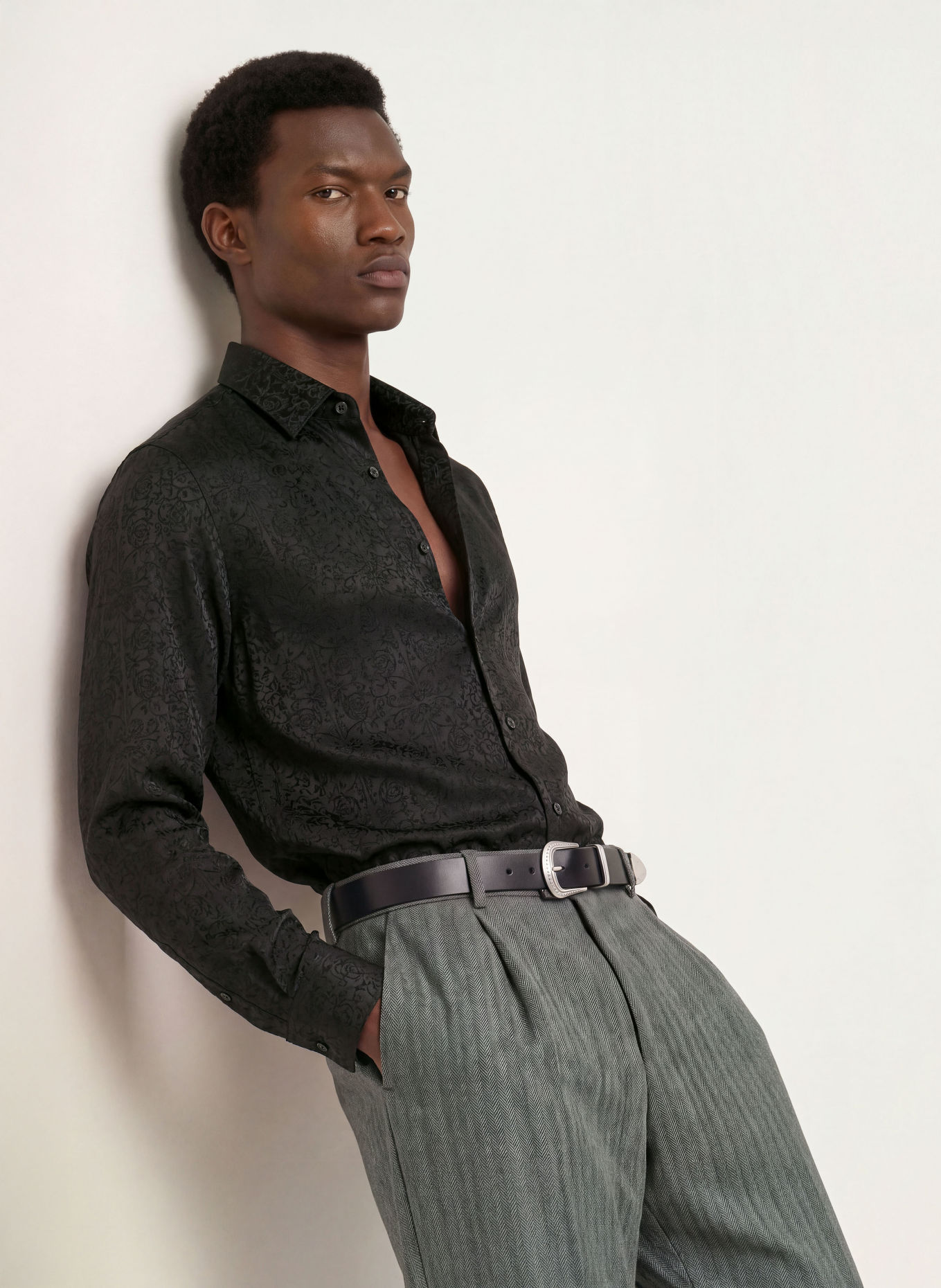 HUGO Satynowa koszula KENNO Slim Fit: CZARNY