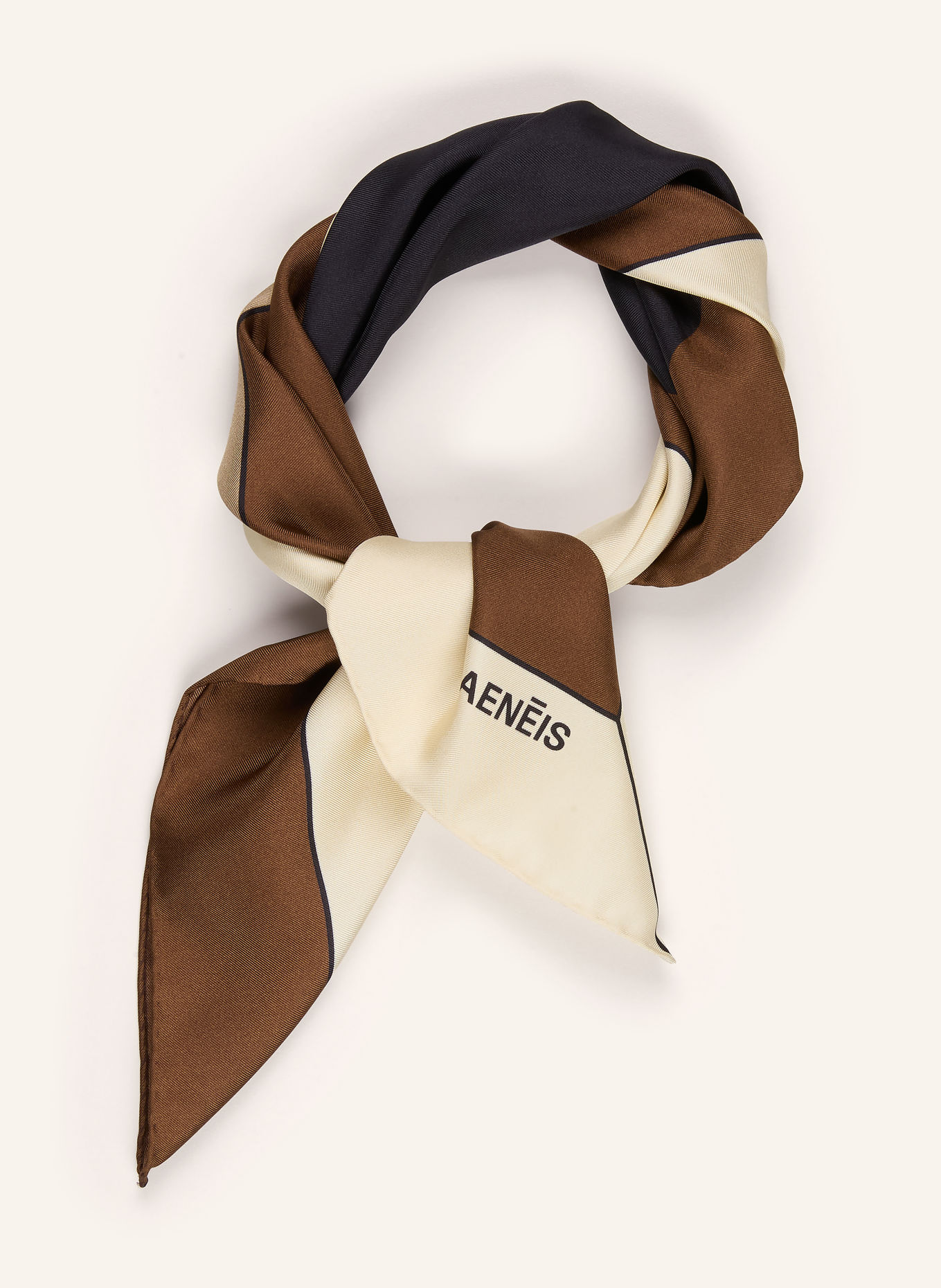 AENEIS Silk scarf: CAMEL / BROWN / CREAM