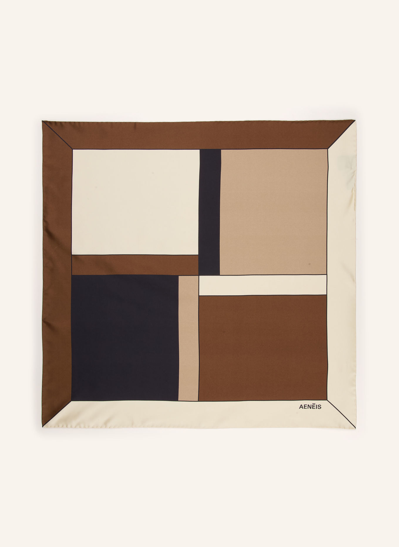 AENEIS Silk scarf: CAMEL / BROWN / CREAM
