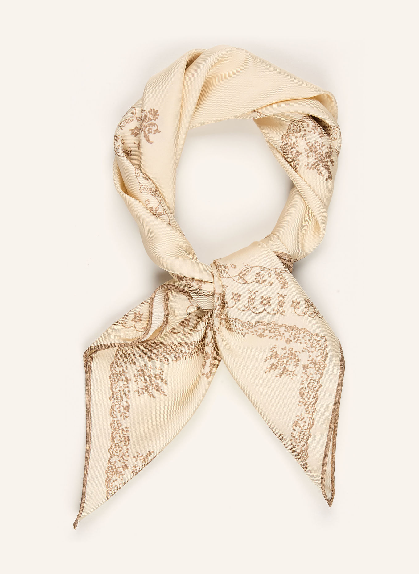 AENEIS Silk scarf in cream / camel