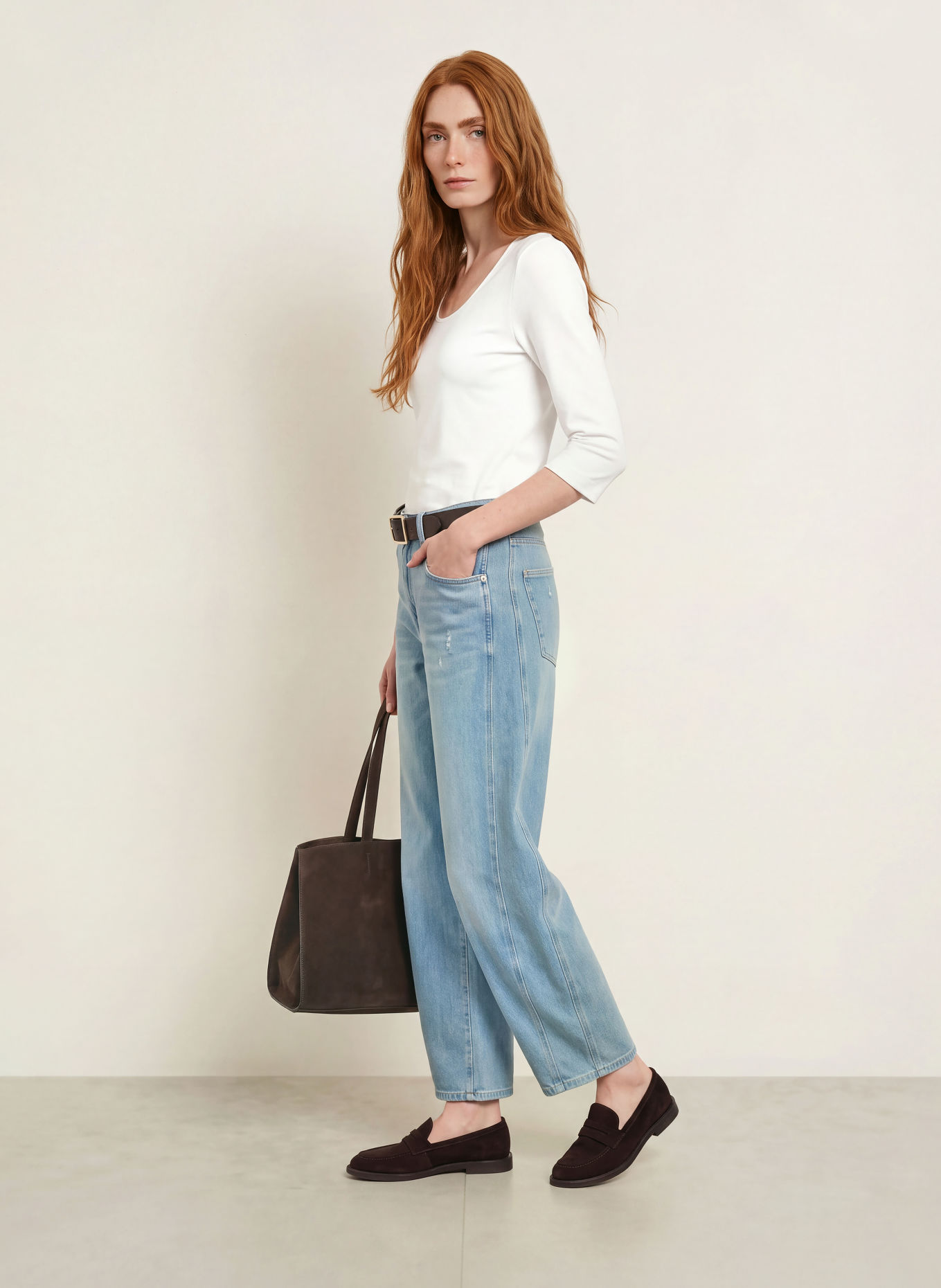 efixelle Shirt with 3/4 sleeves: WHITE