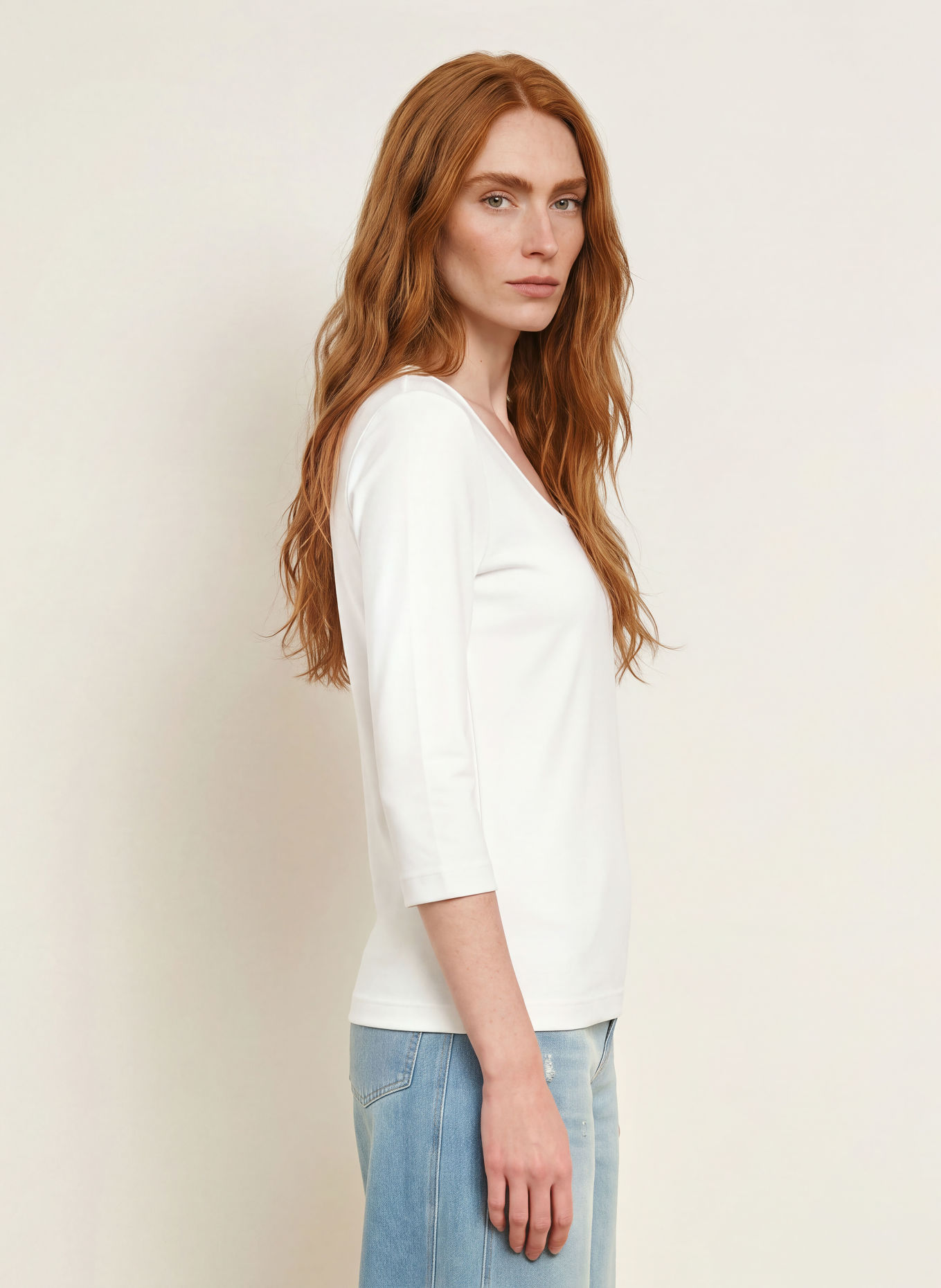 efixelle Shirt with 3/4 sleeves: WHITE