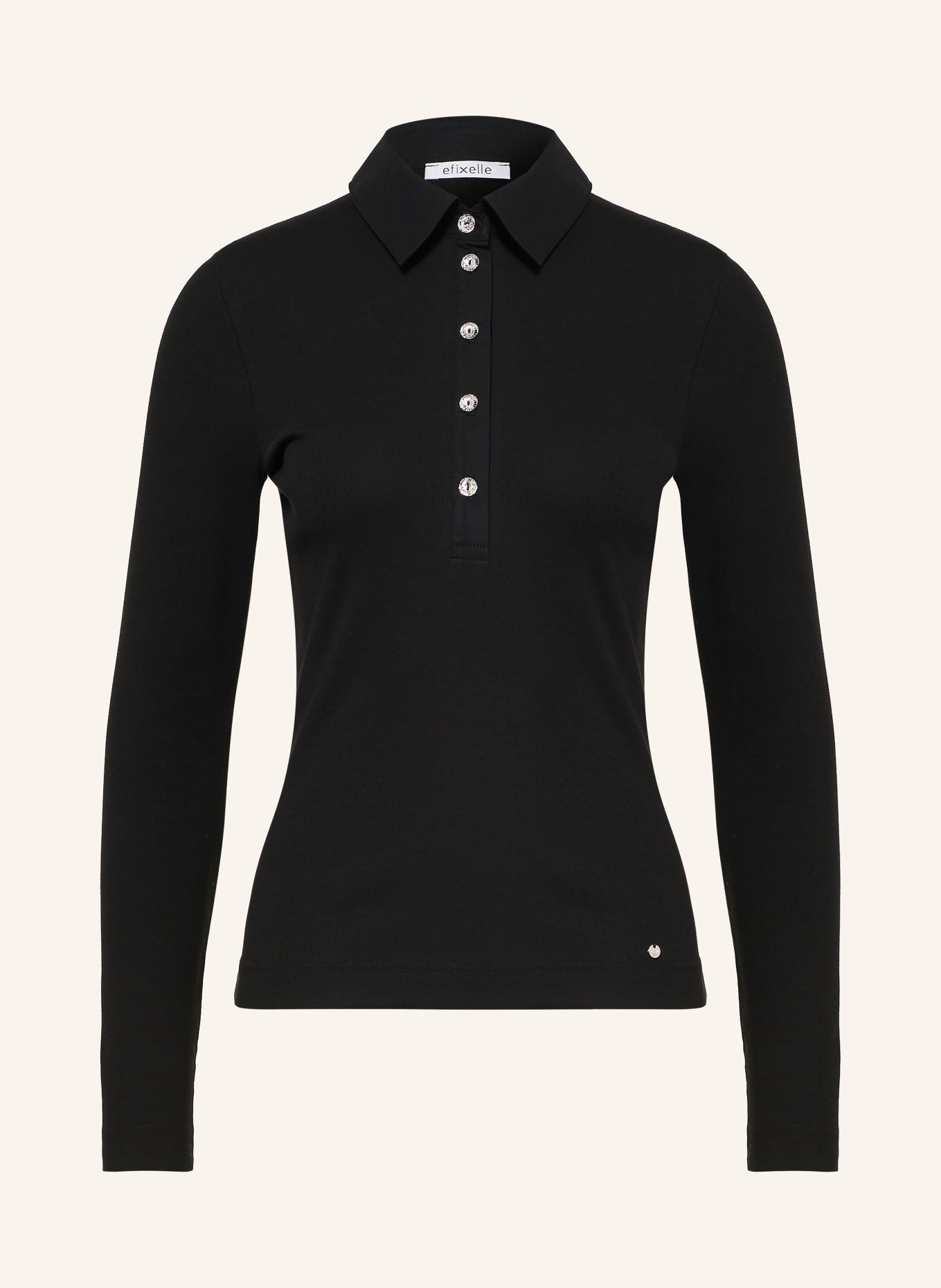 efixelle Jersey polo shirt with rhinestones: BLACK